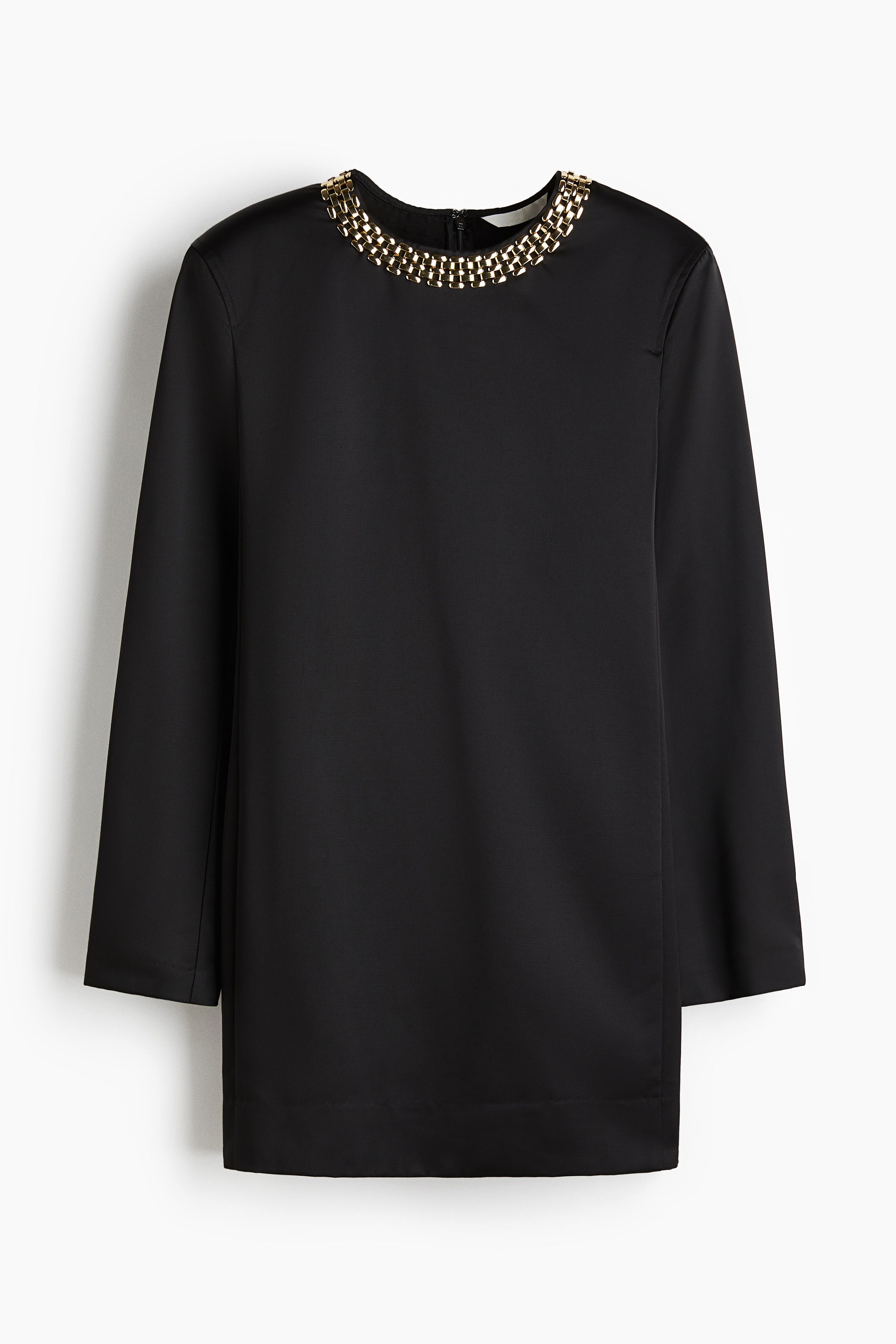 Chain-detail shift dress - Black