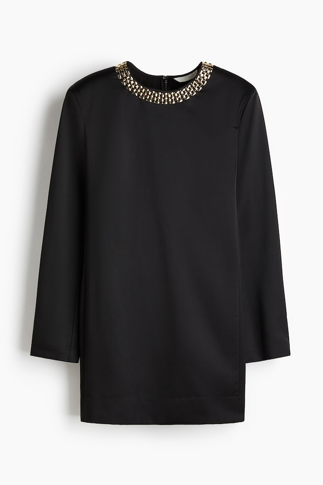 Robe droite avec chaîne - Noir - 1