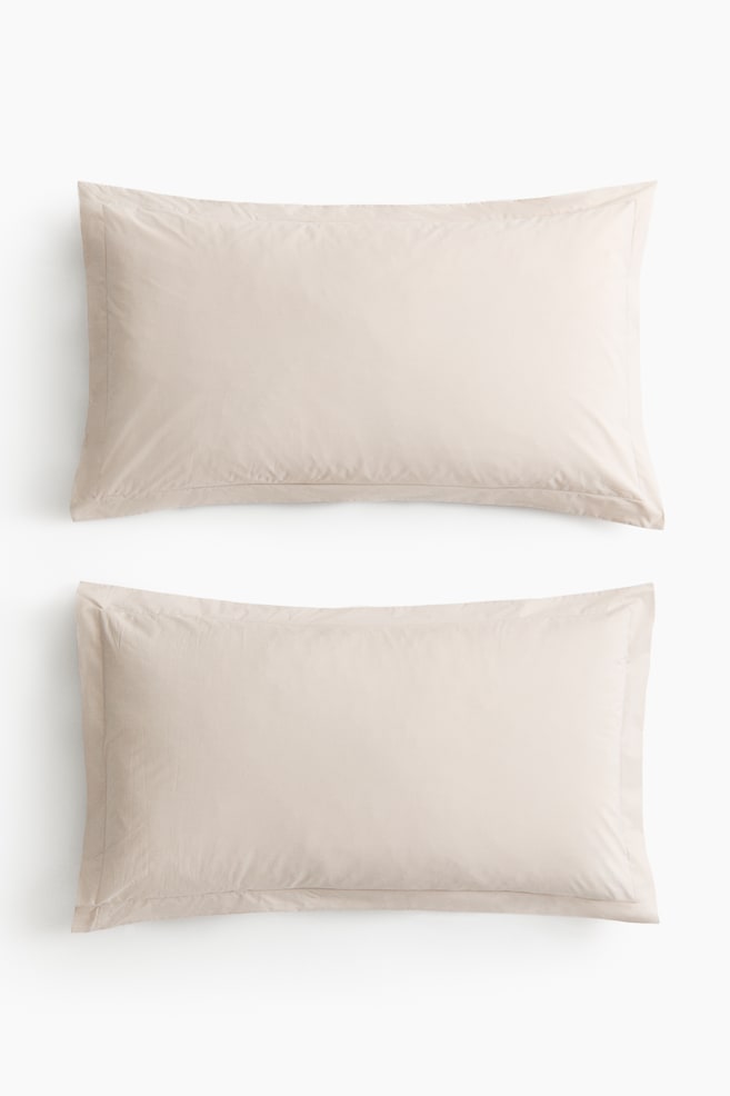 2-Pack Cotton Percale Pillowcases - Light taupe - 1
