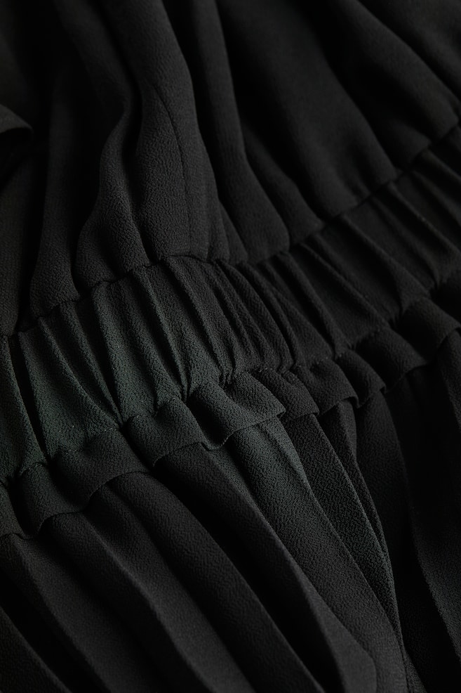Pleated chiffon dress - Black/Light green - 3