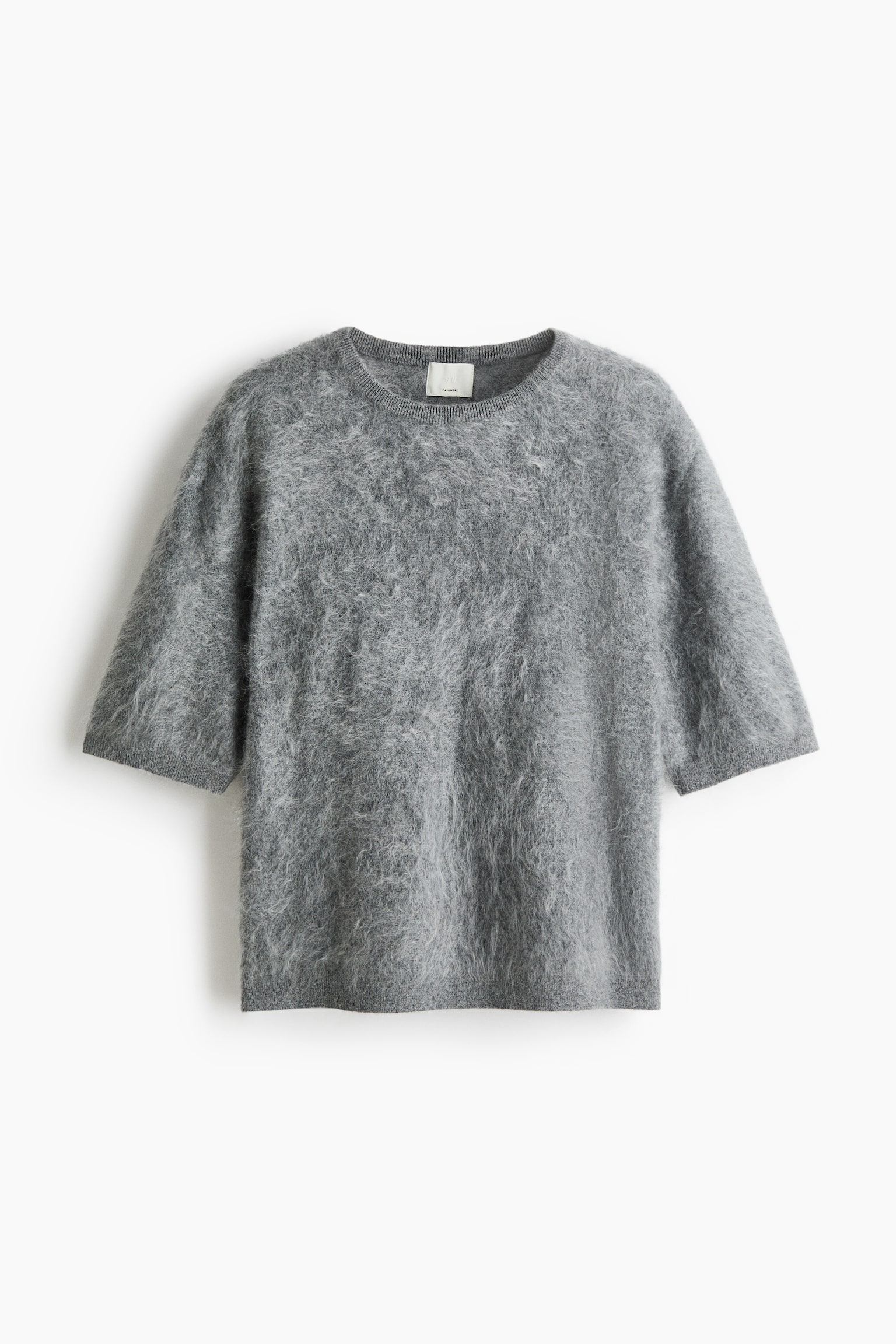 Brushed cashmere top - Grey marl/Dark grey/Cream - 2