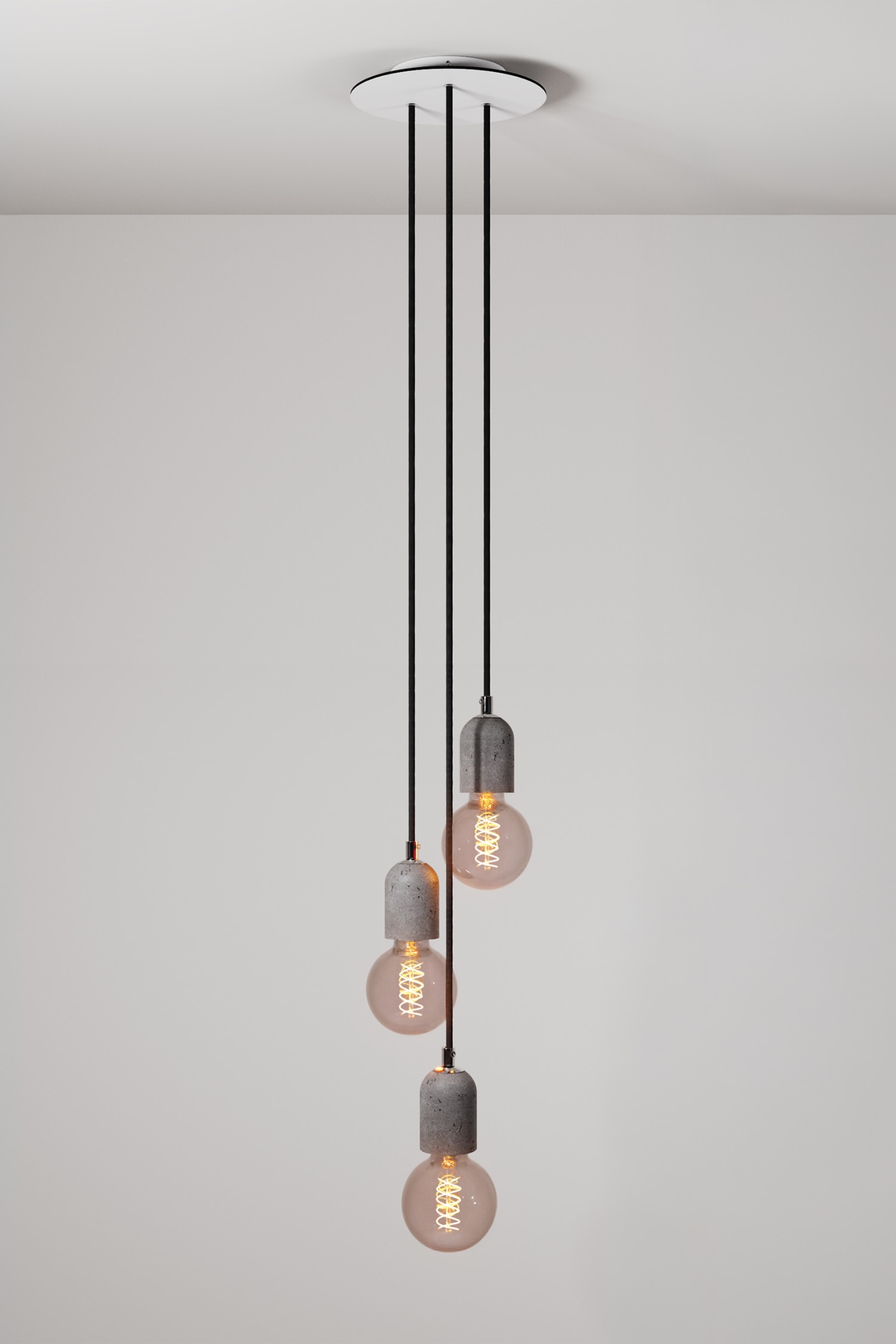 Creative-Cables - Lampadario In Cemento Con 3 Lampadine - Grigio Chiaro