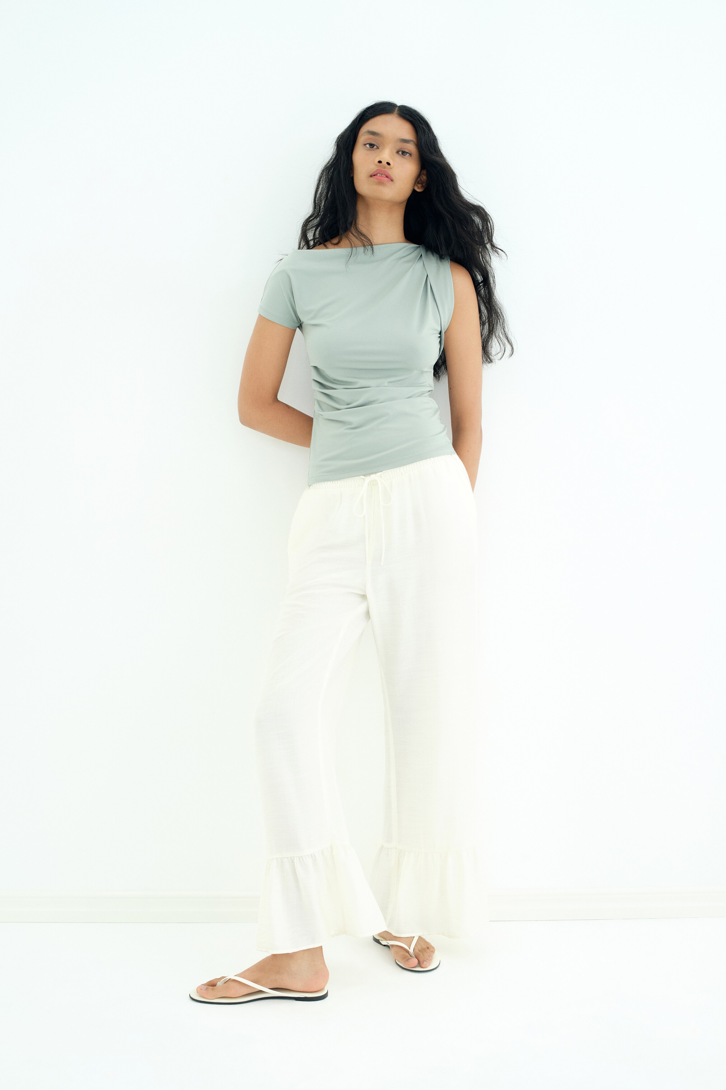 Draped one-shoulder top