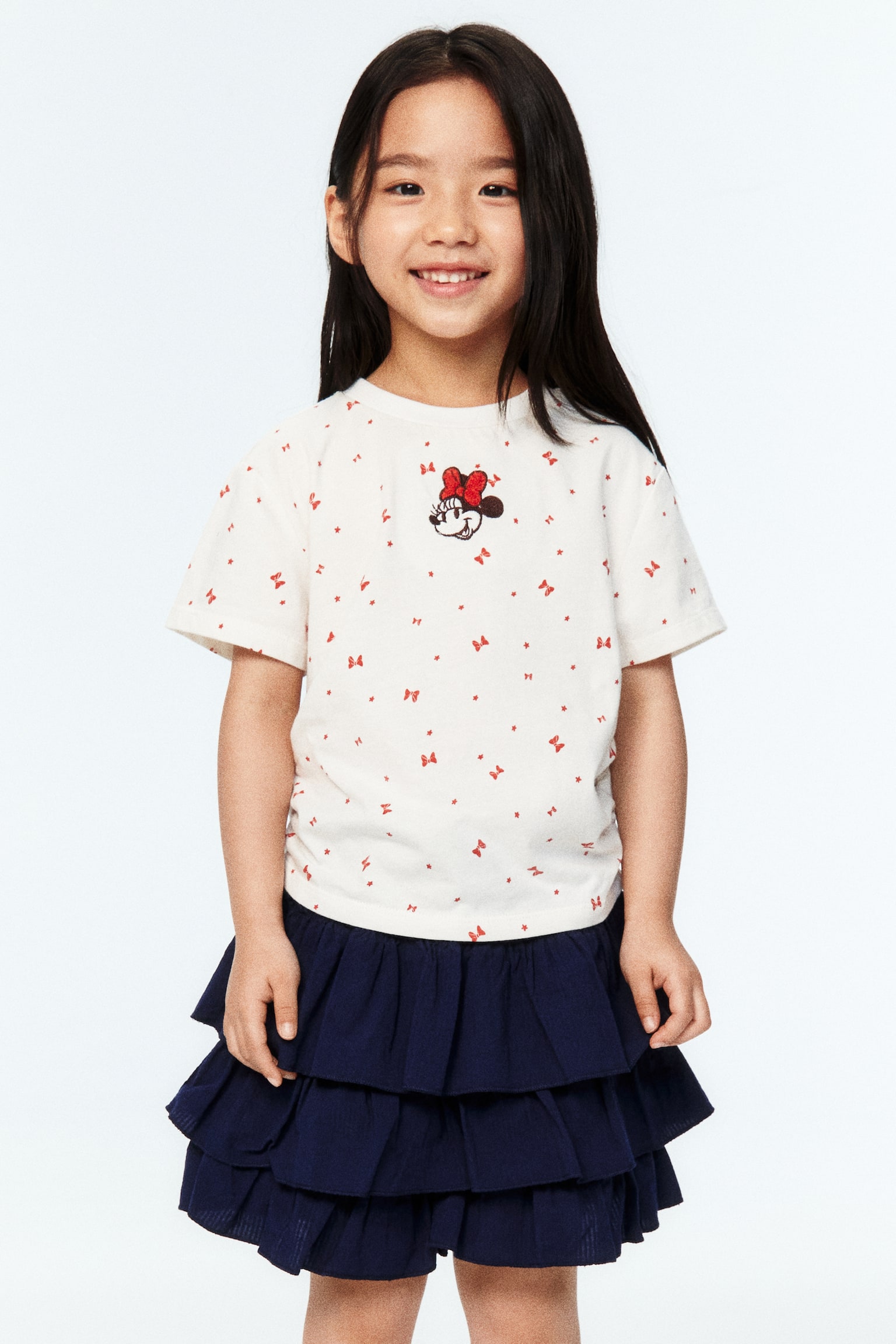 Áo thun cotton in hình - Màu ngà/Chuột Minnie/Màu xanh tím than/Chuột Minnie/Xanh dương nhạt/Chuột Minnie - 1