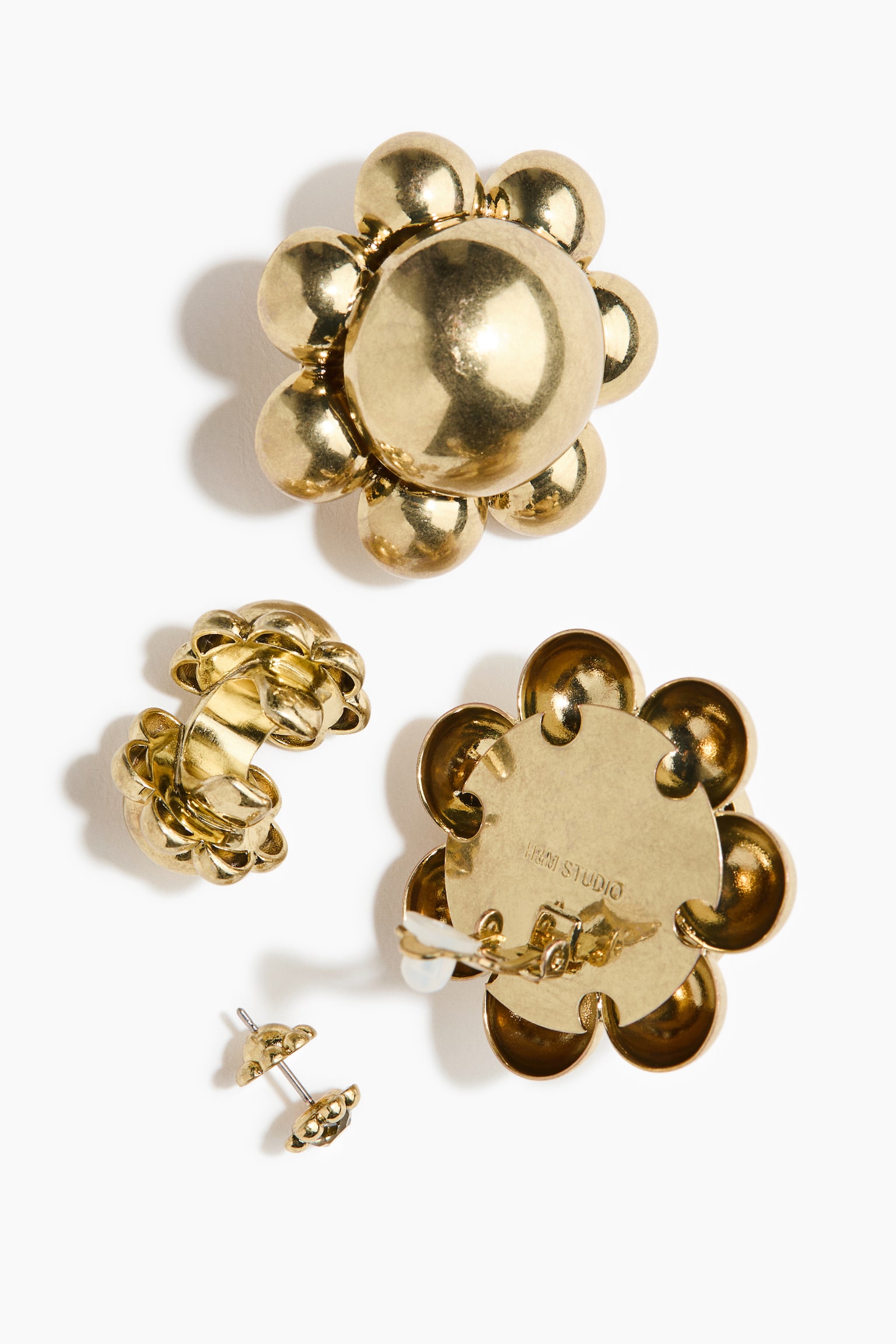 4-piece floral earrings set - Gold-coloured - 3