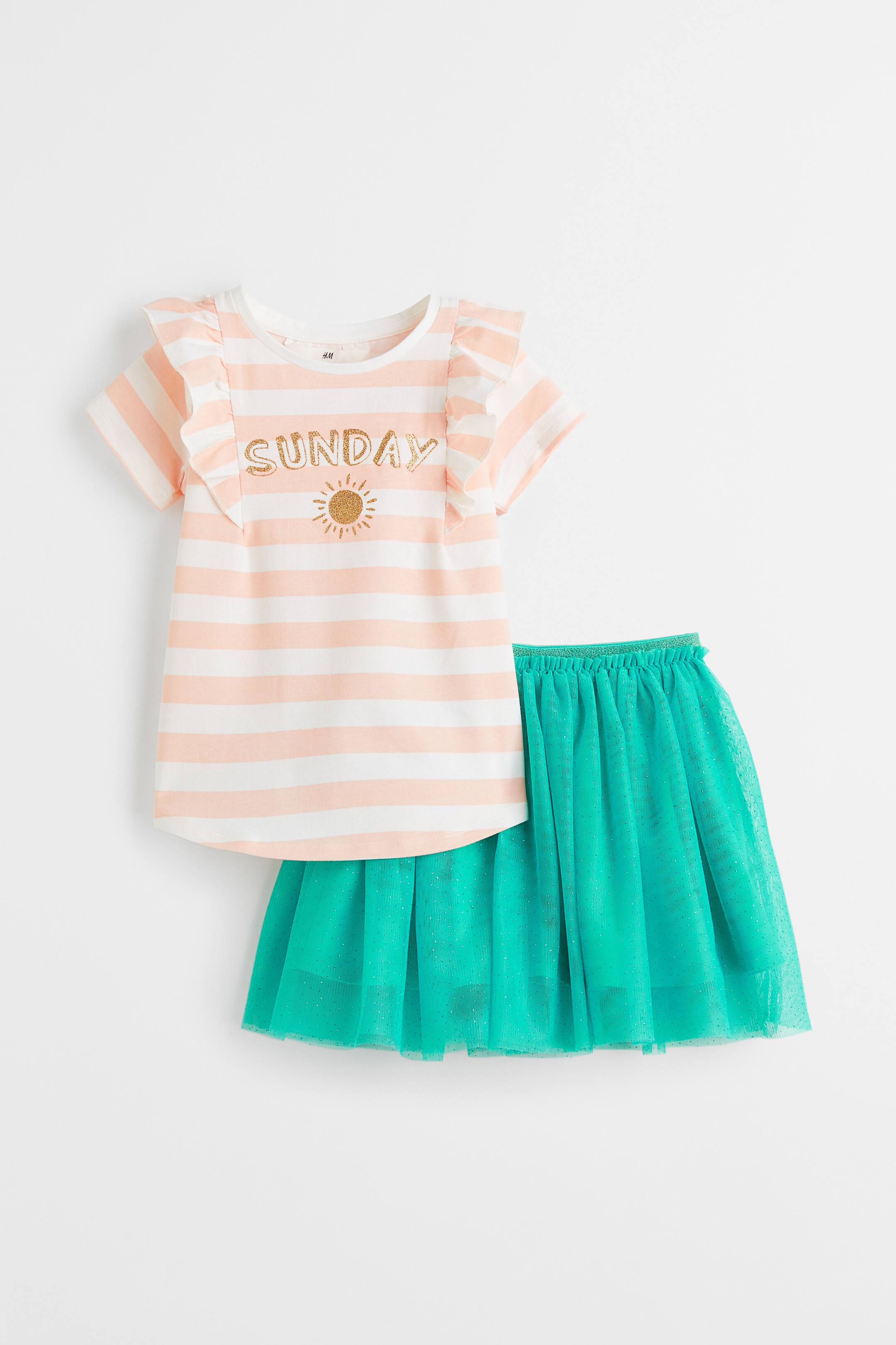 View larger image: 2-piece set - Light orange/Green - Kids | H&M IN 1