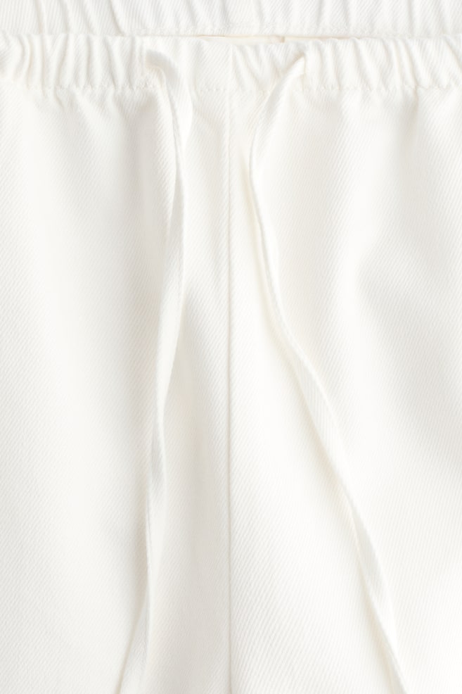 Denim drawstring trousers-White - 6
