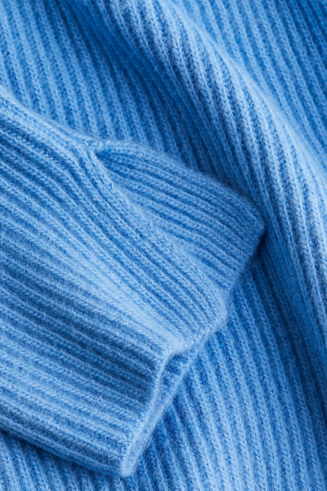 Pullover a lupetto in maglia a coste - Blu/Verde scuro - 6