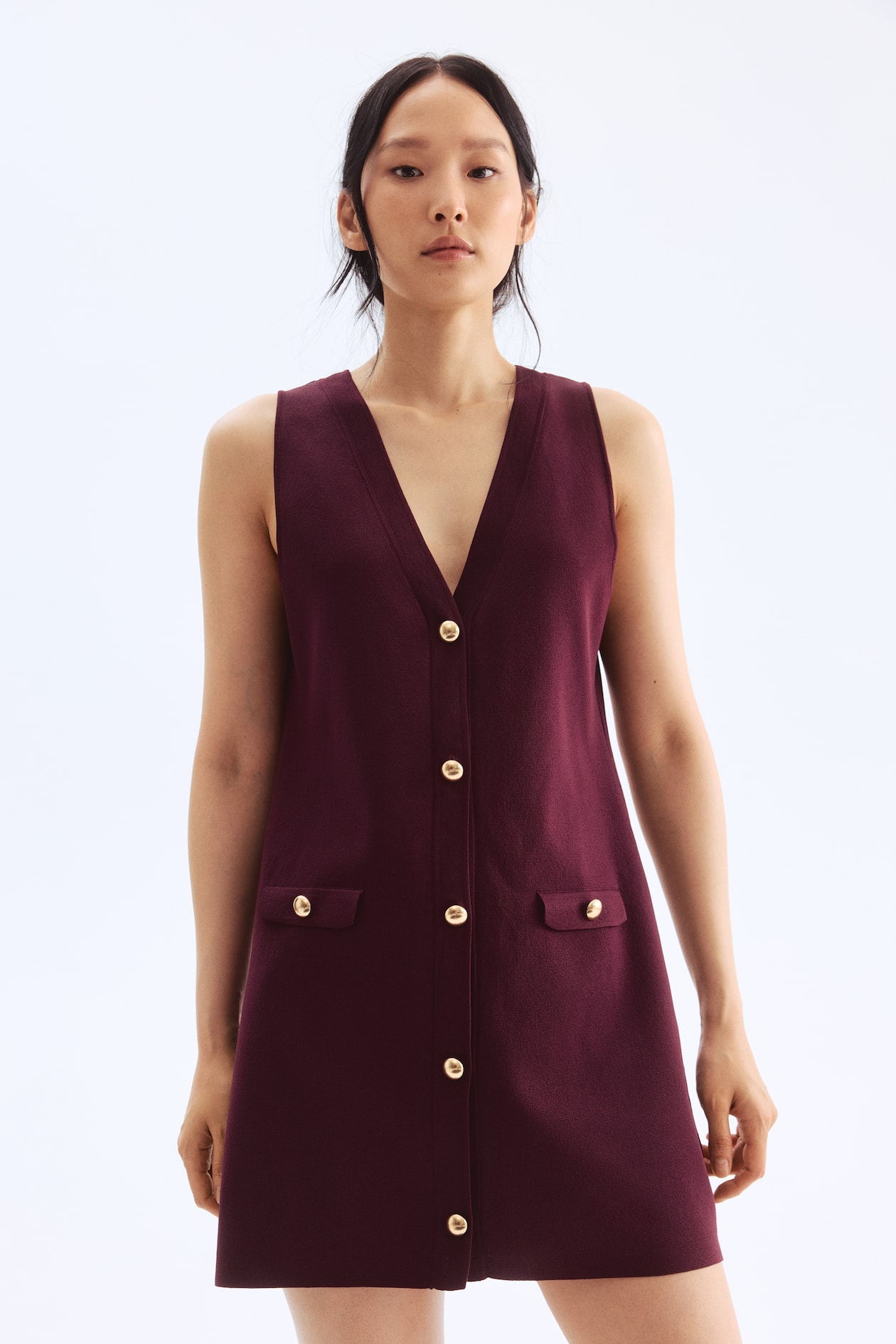 Robe à encolure en V - Bordeaux - FEMME | H&M FR