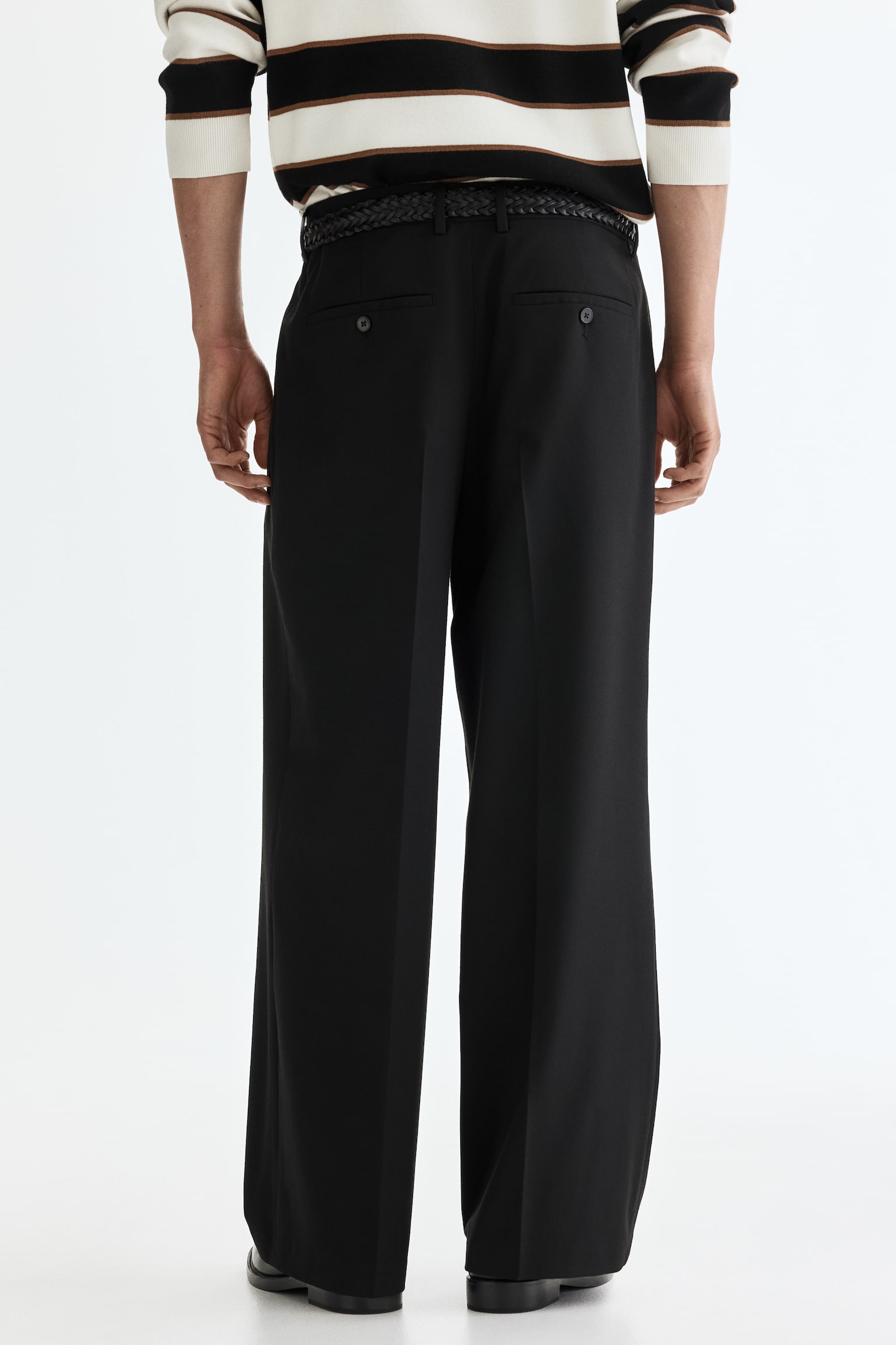 Loose Fit Tailored trousers - Black/Beige/Dark grey - 4