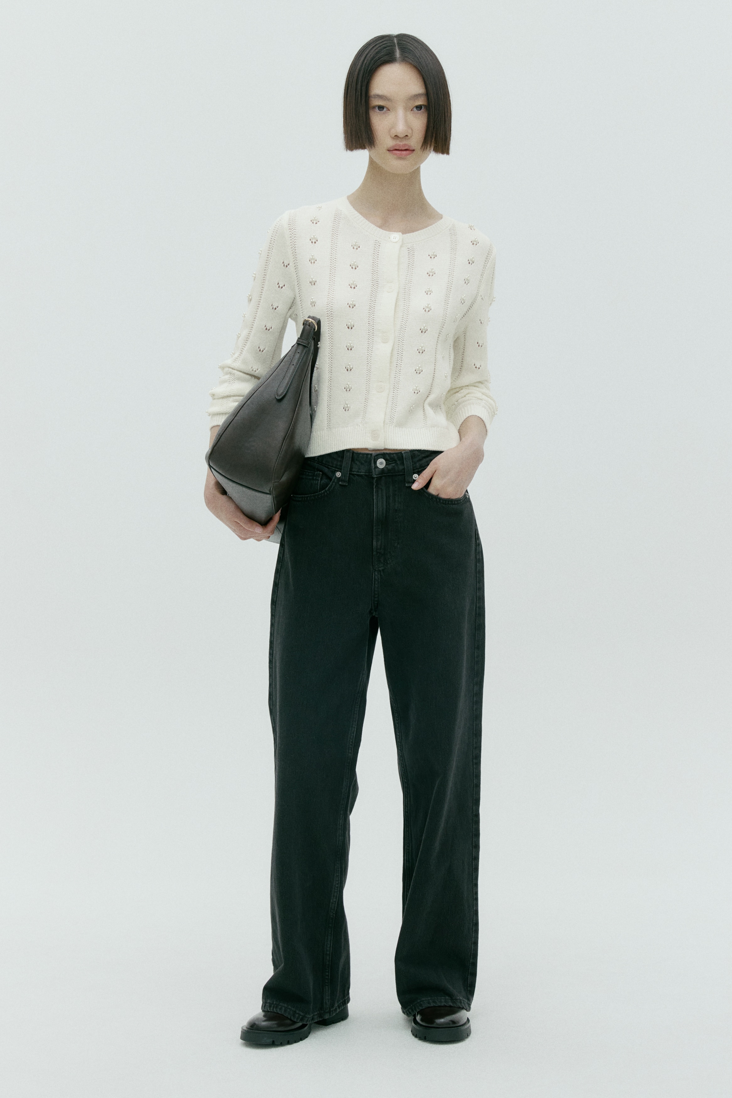 Embellished cardigan - ホワイト/ライトダスティターコイズ