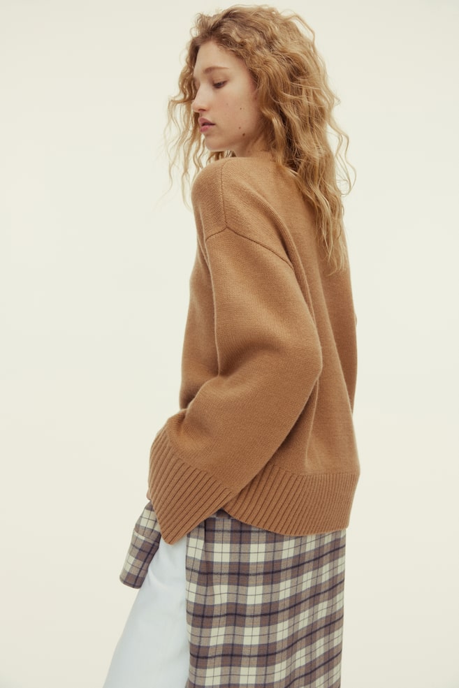 Cashmere-Blend Sweater-Dark beige - 5