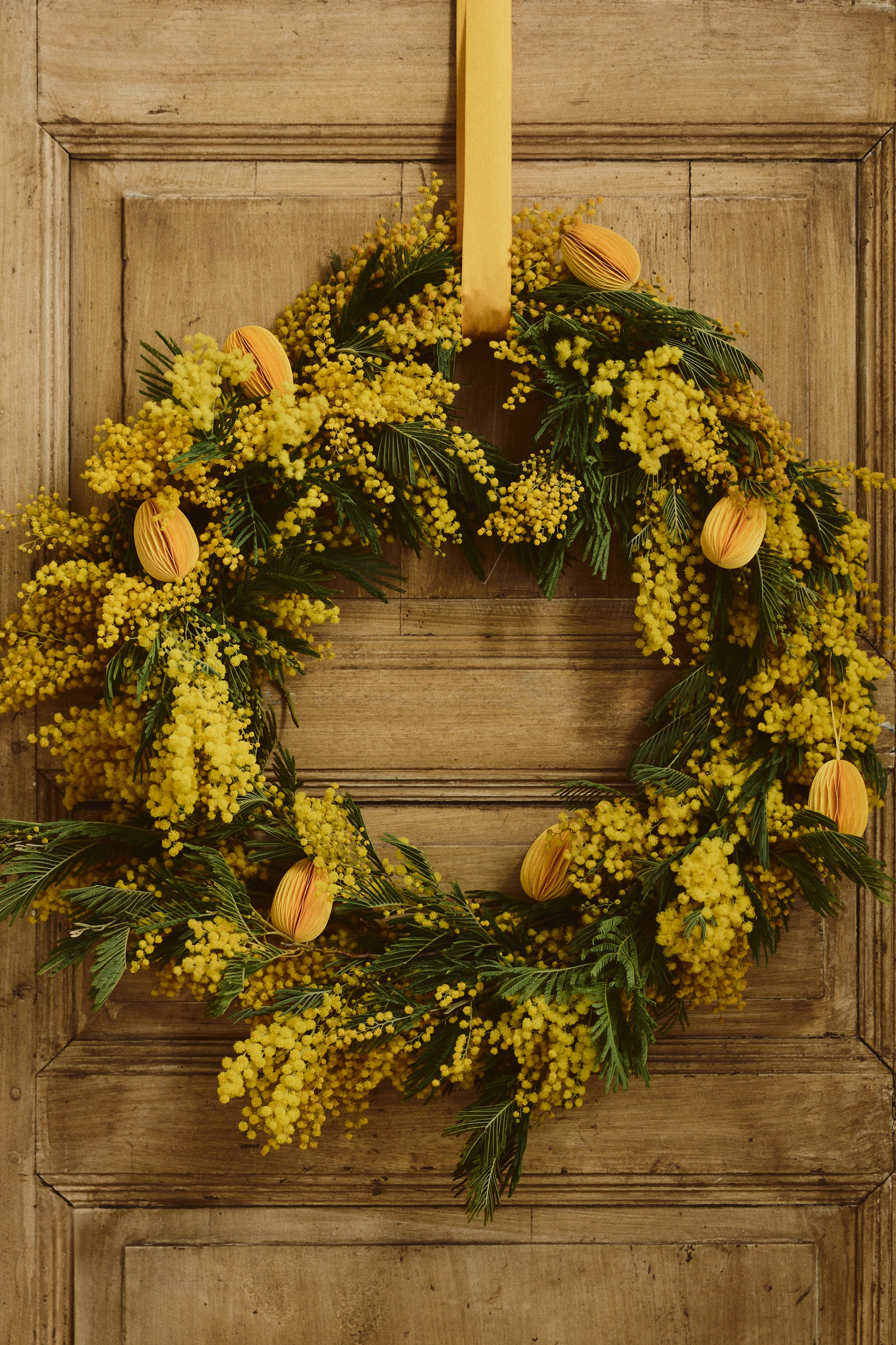 Set van 6 paasdecoraties - Geel/Olijfgroen/geel/Groen/Lichtbeige/Geel/roze/rood