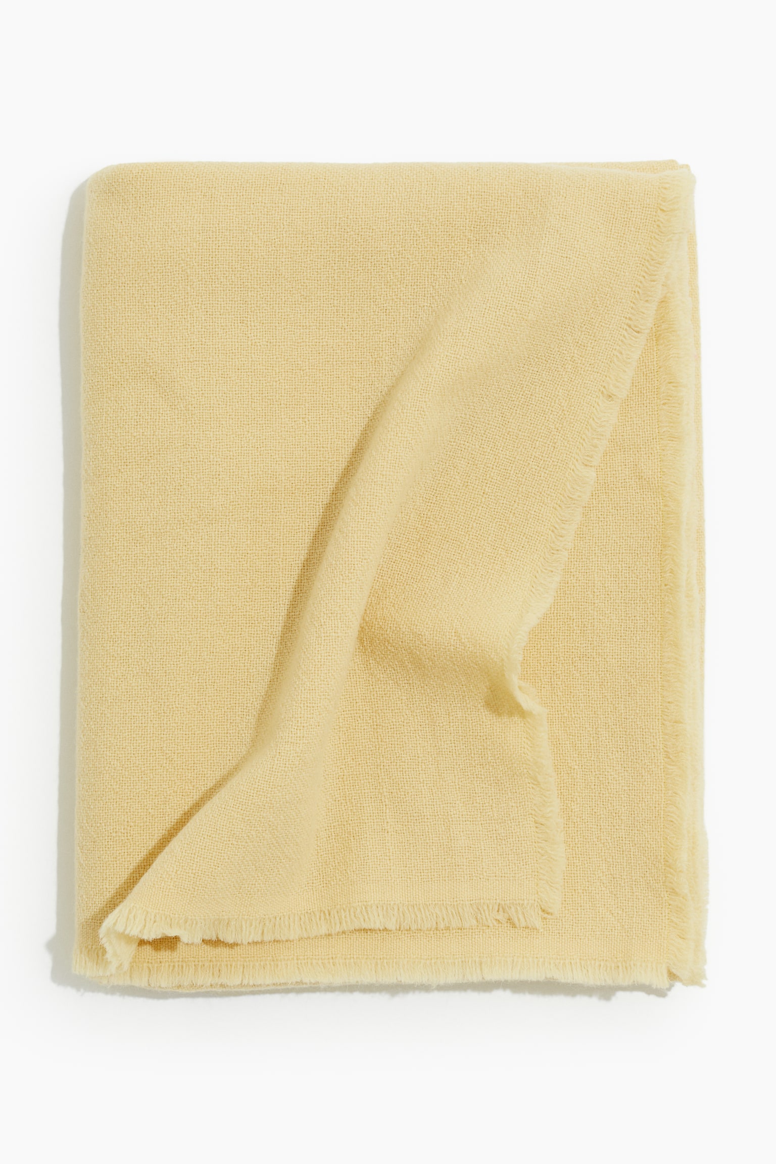 Large wool-blend blanket - Light yellow/White - 1