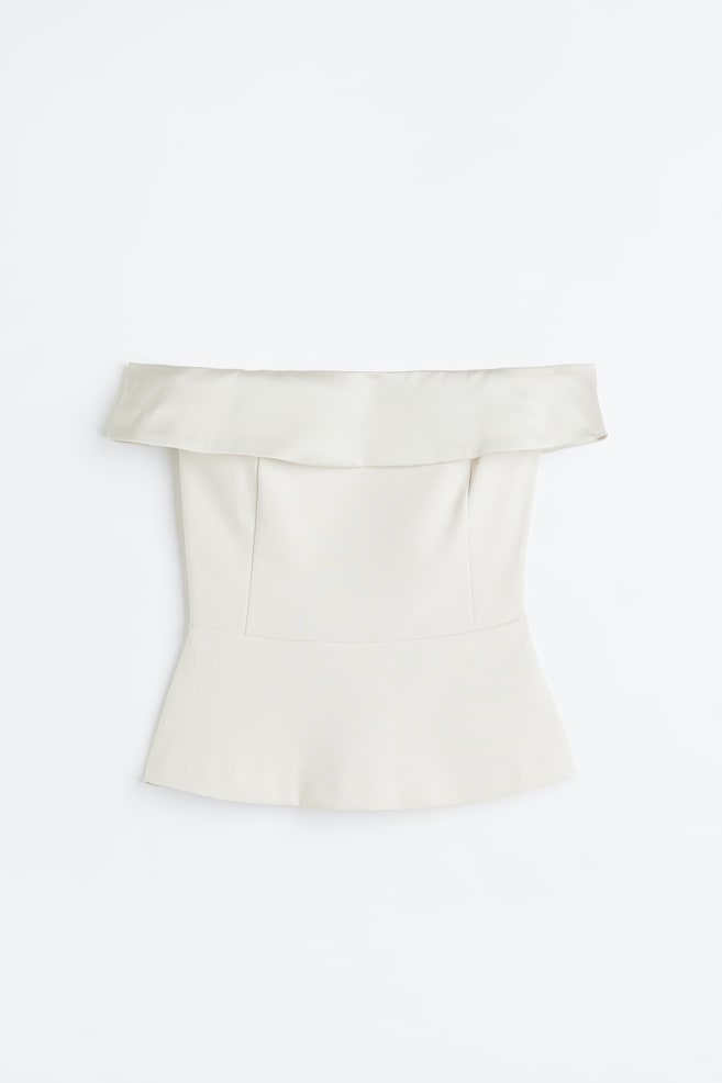 Off-the-shoulder peplum top - Natural white - 1