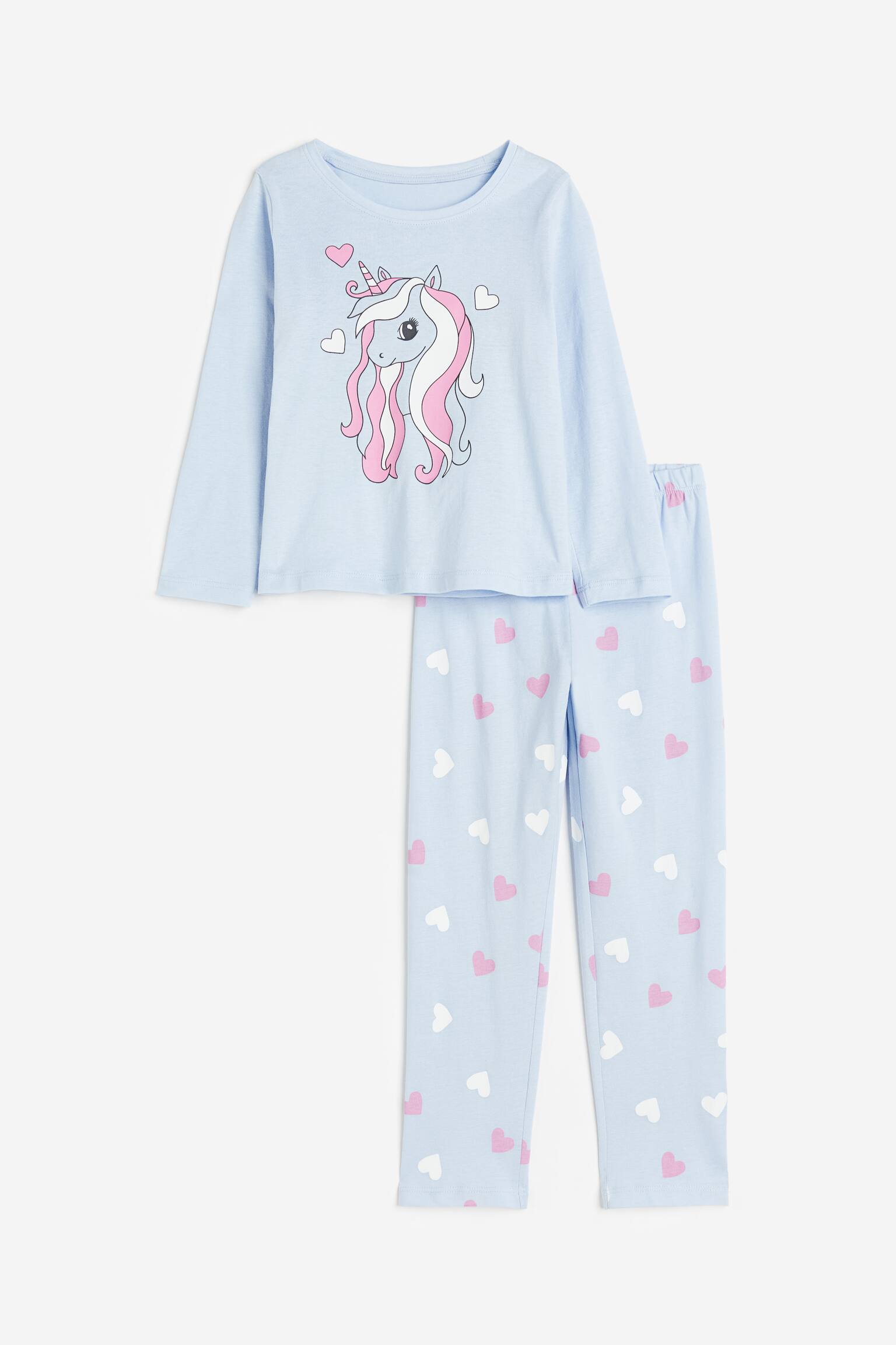 Bộ đồ ngủ jersey cotton - Xanh dương nhạt/Ngựa một sừng - 1