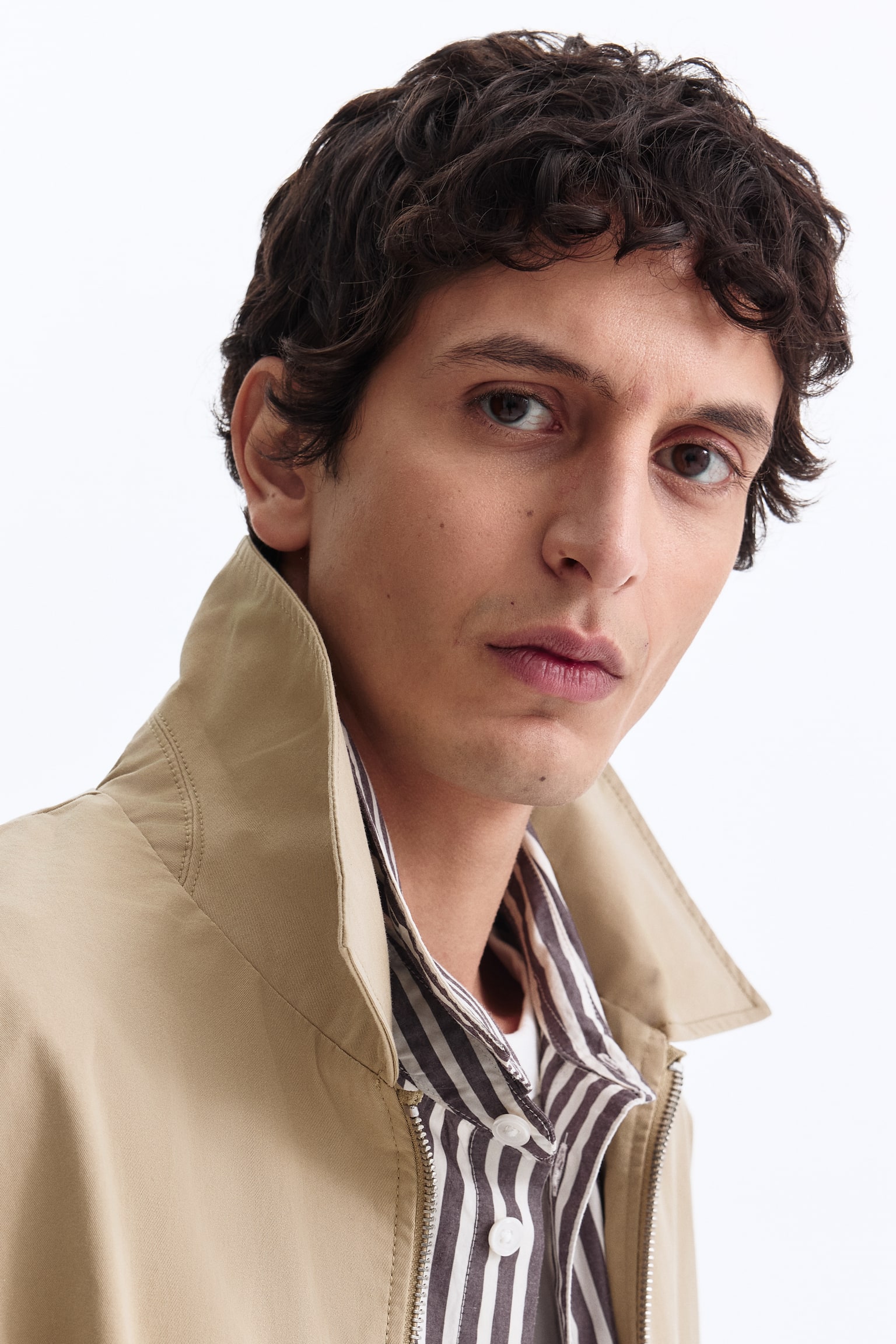 Collared cotton jacket - Beige/Black/Navy blue - 6