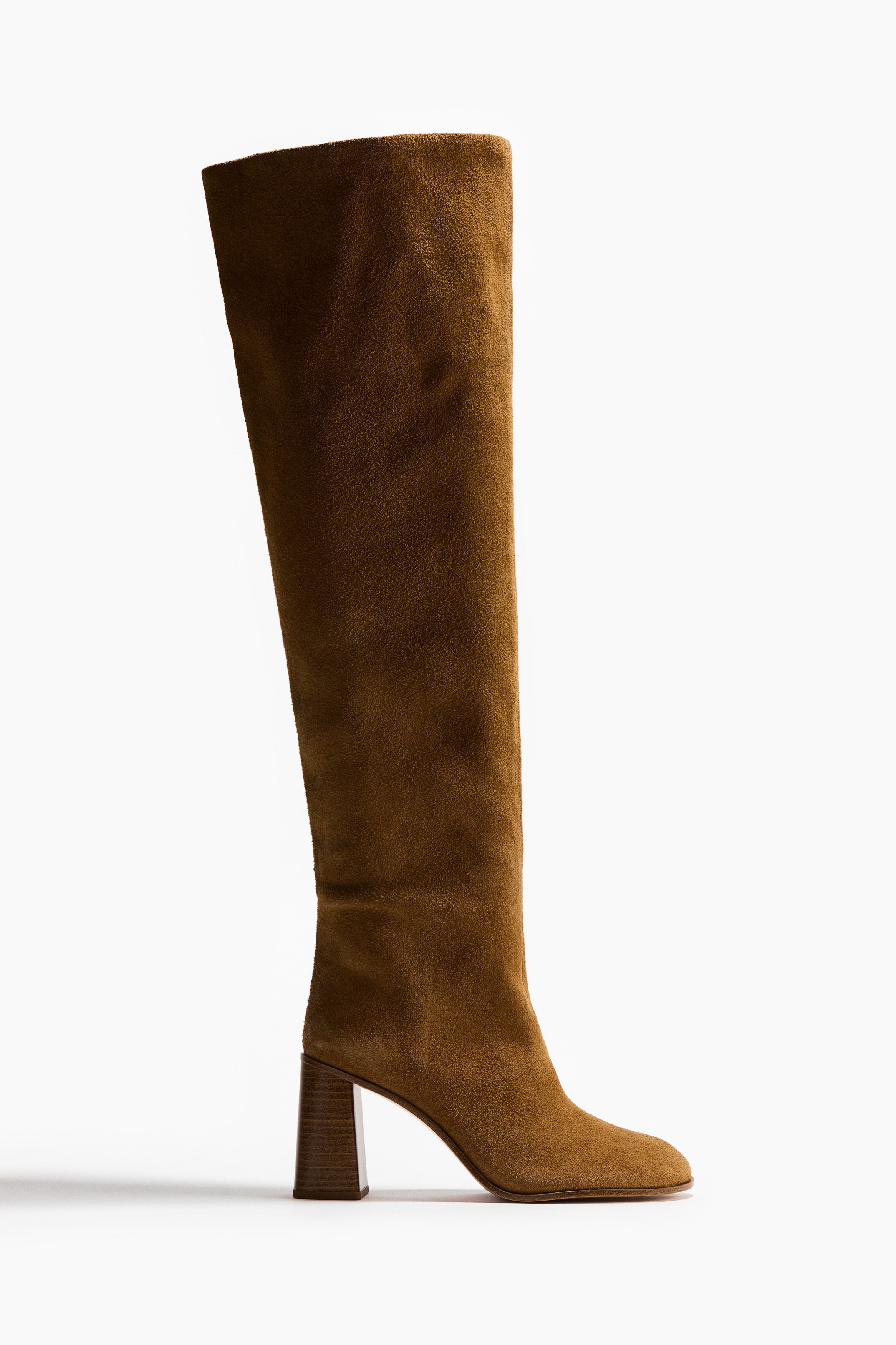 Over-the-knee suede boots - Beige