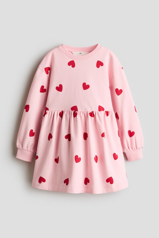 Oversize-collegemekko - Vaaleanroosa/Sydämet/Vaaleanbeige/Leopardipainatus - 1