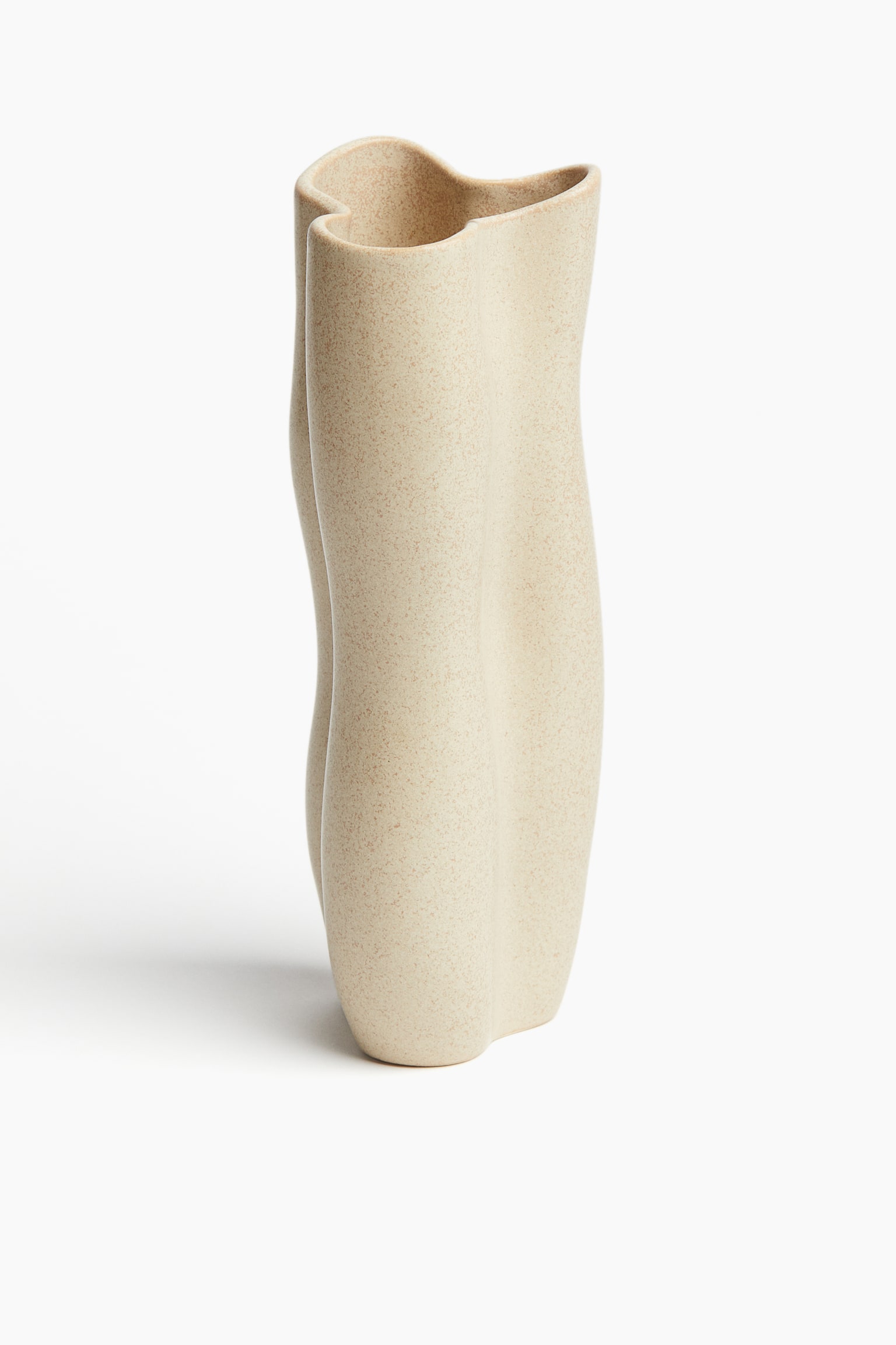 Tall stoneware vase - Beige/White