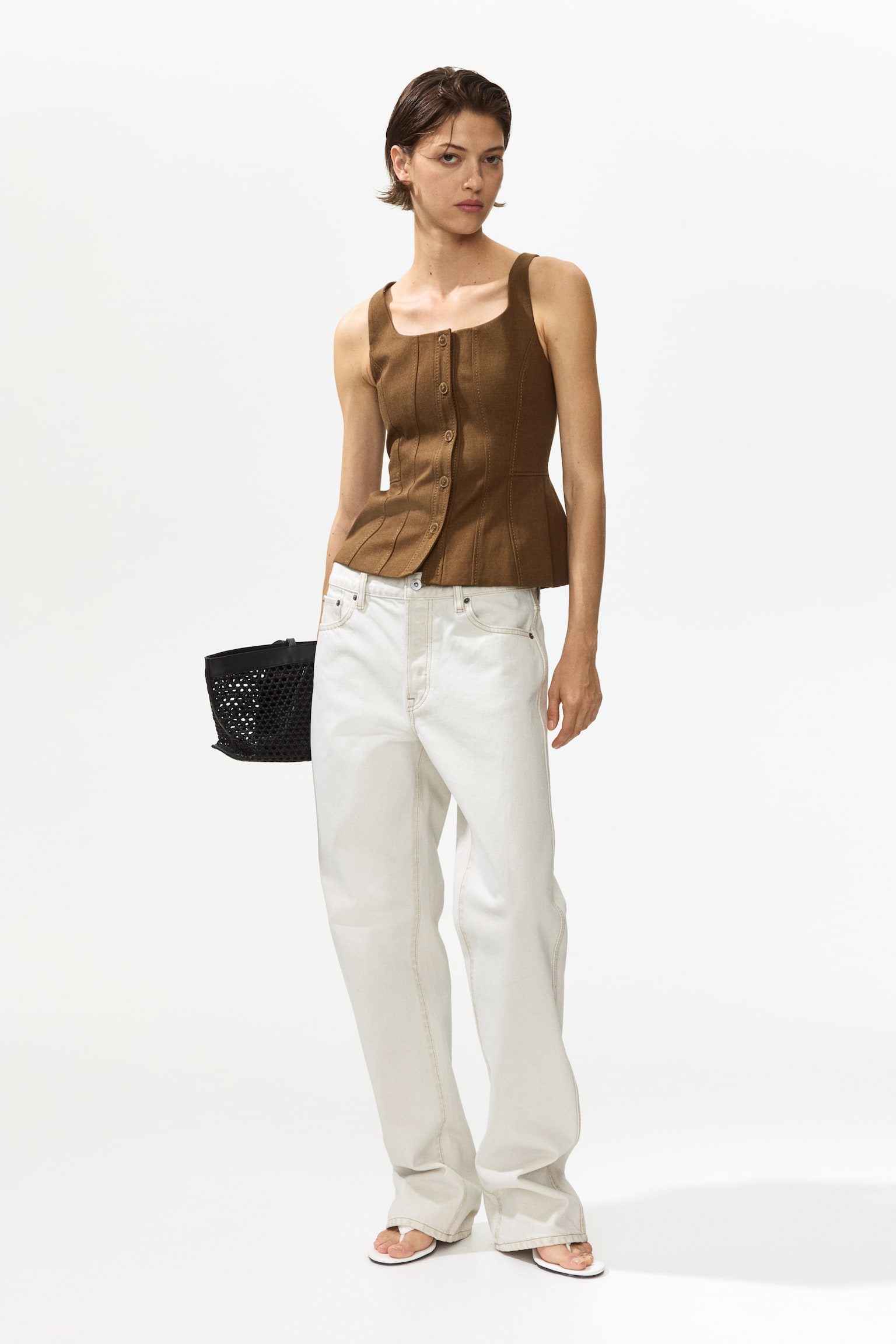 Fitted waistcoat - Brown/Light beige - 5