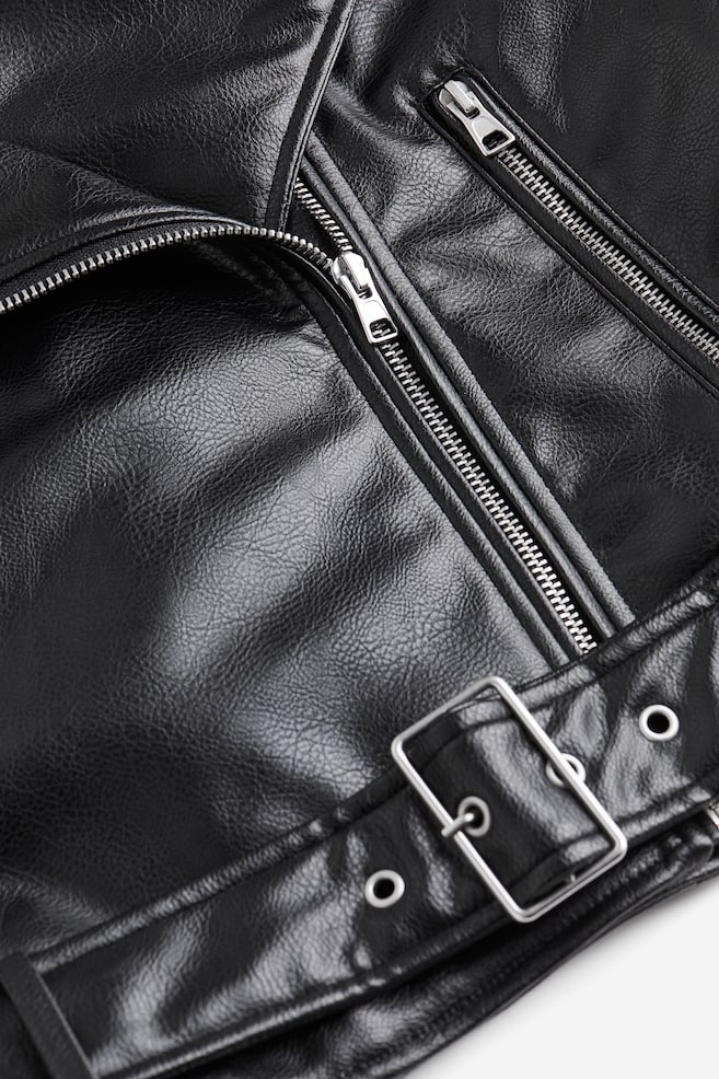 Short biker jacket - Black - 6