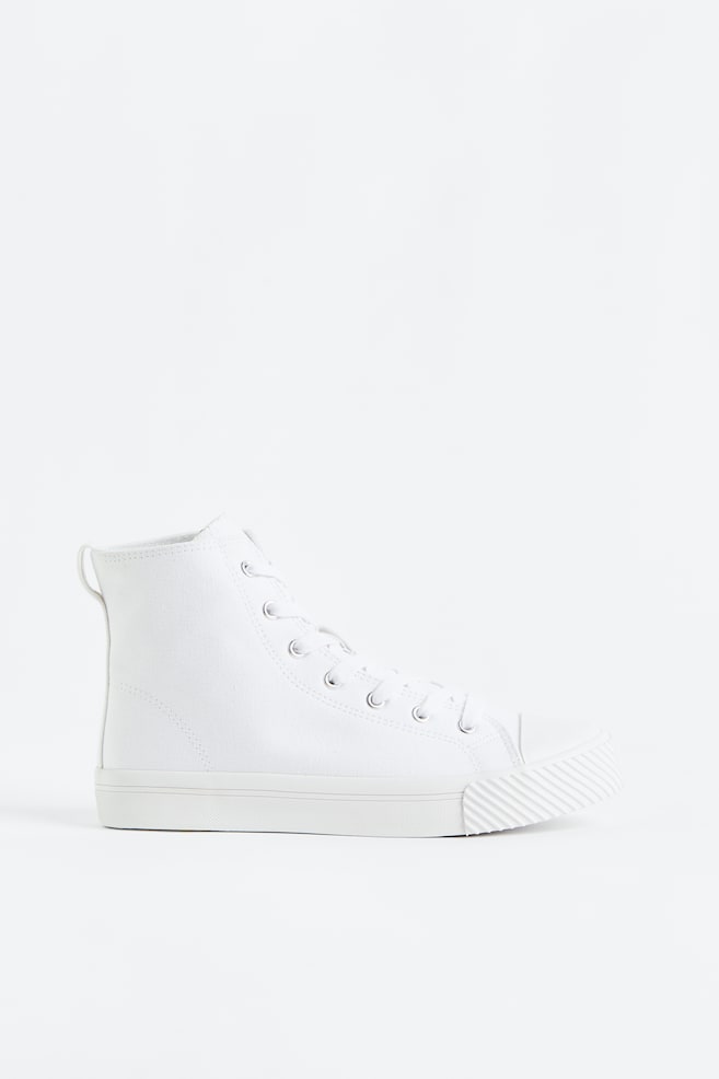 High Top Sneaker aus Baumwollcanvas - White/Schwarz