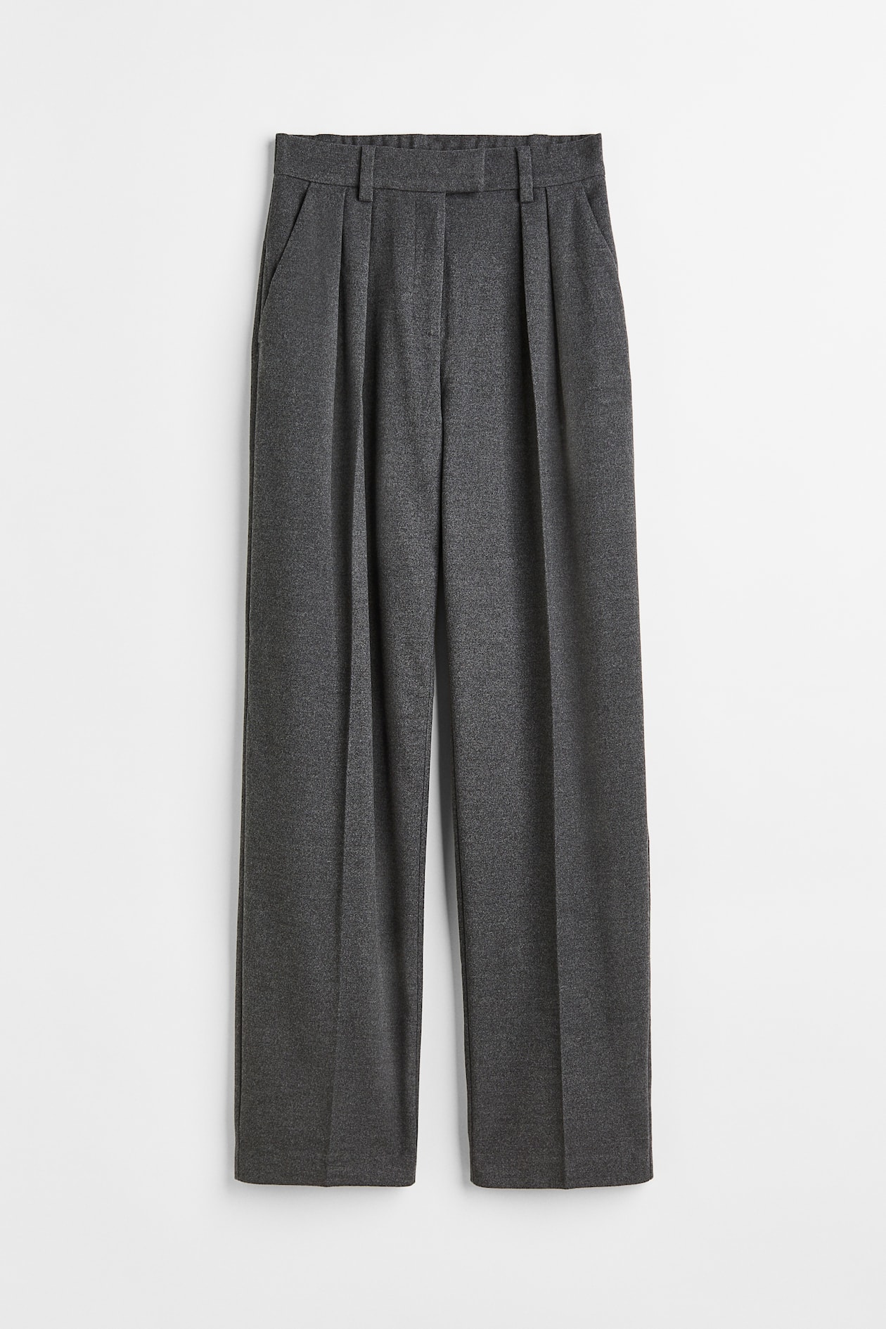 High-waisted tailored trousers - High waist - Long - Dark grey - Ladies ...