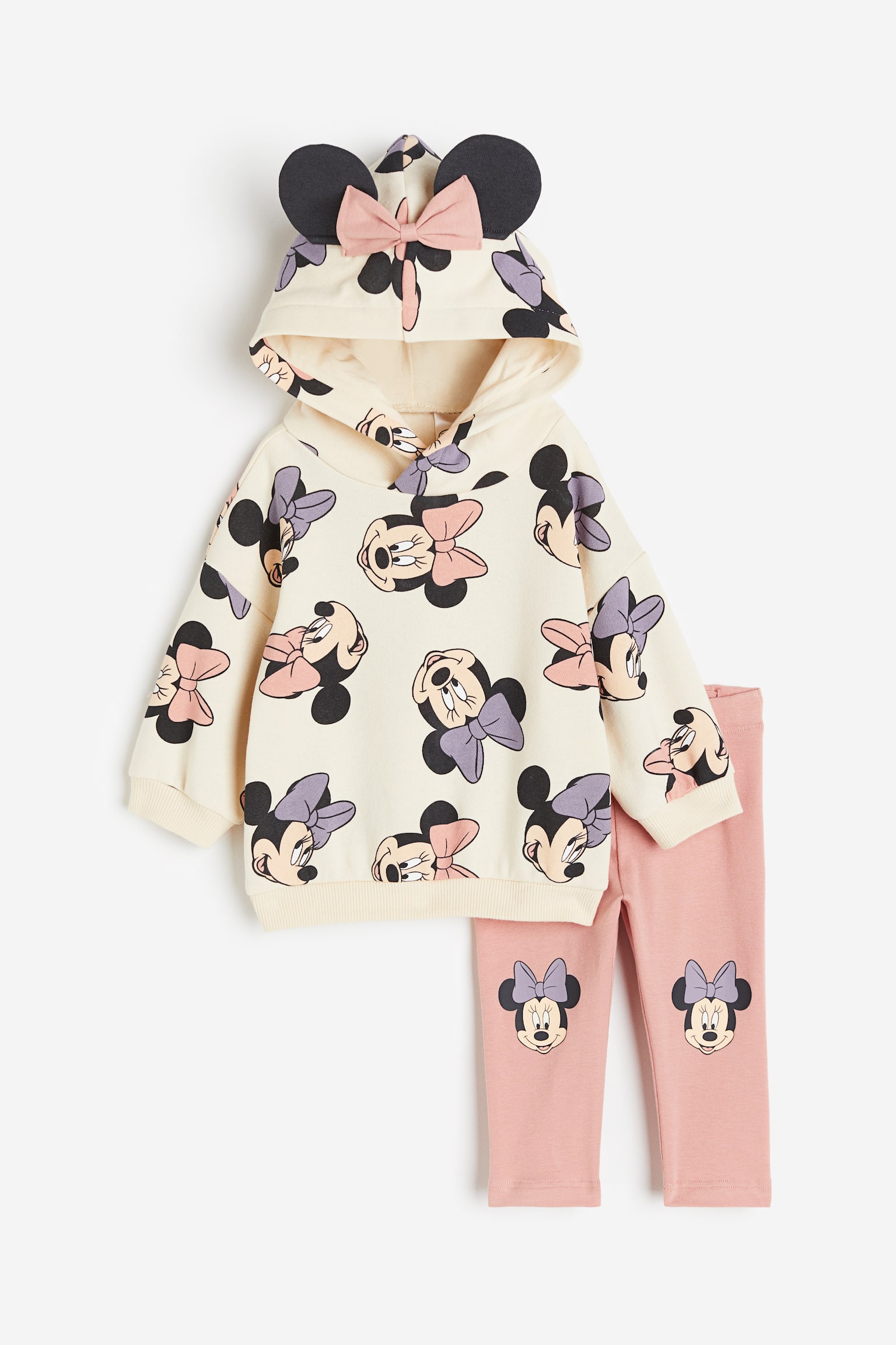 2-piece Hoodie & Leggings Set - Cream/Minnie Mouse/Light pink/Minnie Mouse/Dusty pink/Minnie Mouse - 1