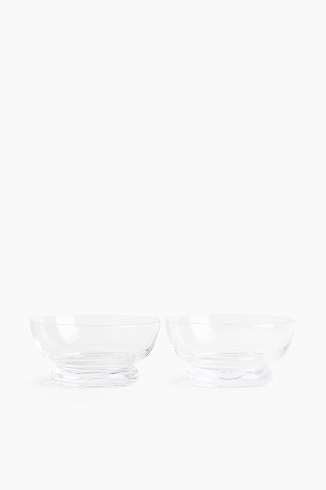 2-pack mouth-blown glass serving bowls - Transparent - 1
