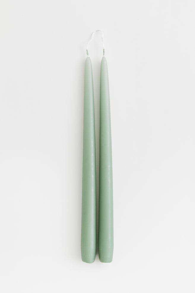 2-pack tapered candles - Light green/Beige/Greige/White/dc/dc/dc/dc/dc/dc - 1