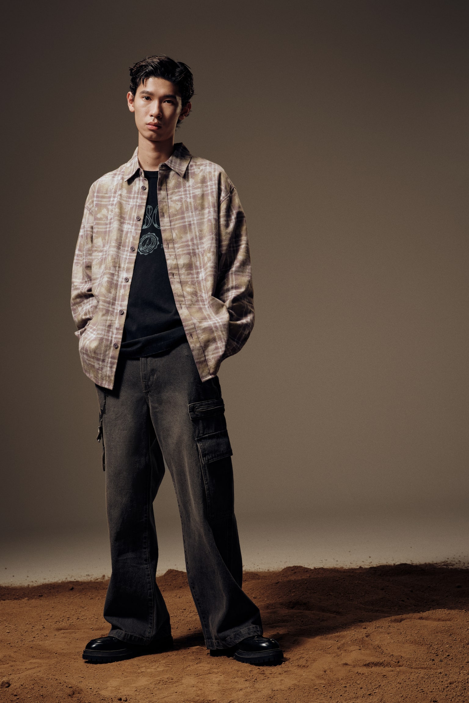 Áo sơ mi khoác nhẹ Loose Fit - Màu xanh lá/Kẻ ca rô tím/Kẻ ca rô xanh dương/xanh lá - 4