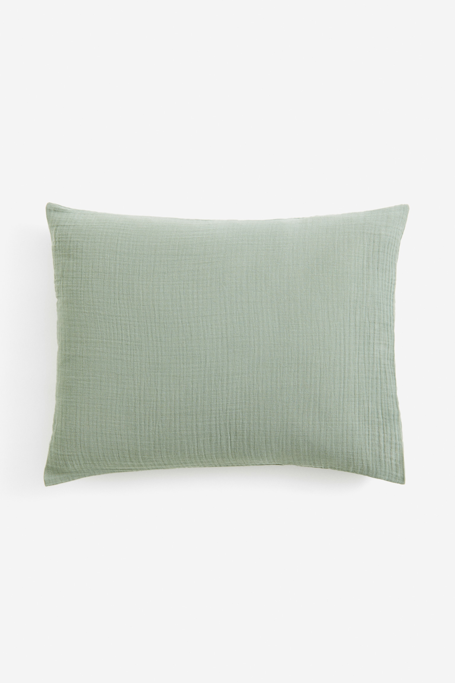 Cotton muslin pillowcase - Sage green/White/Light beige