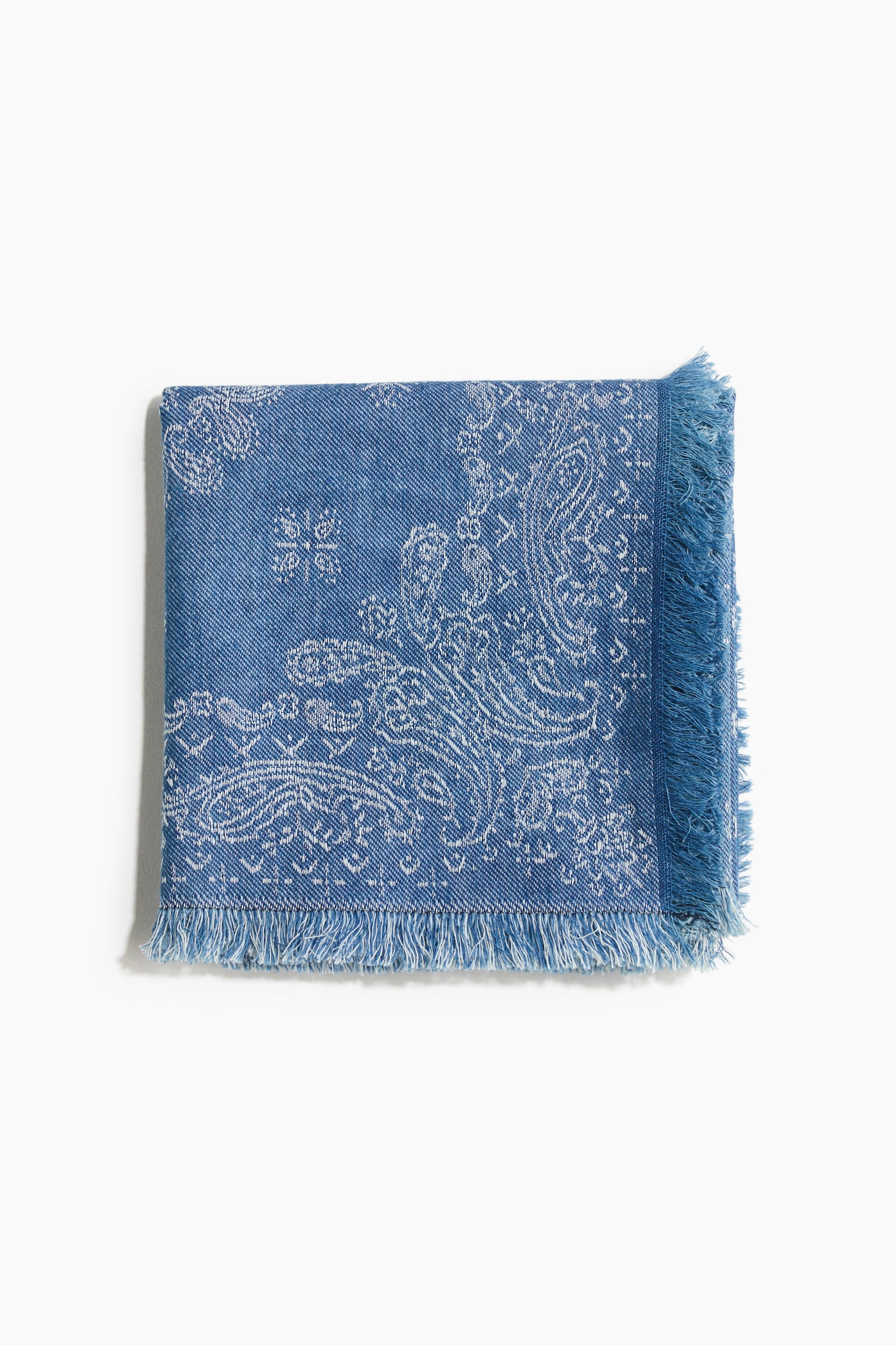 Printed cotton scarf - Blue/Paisley pattern - 5