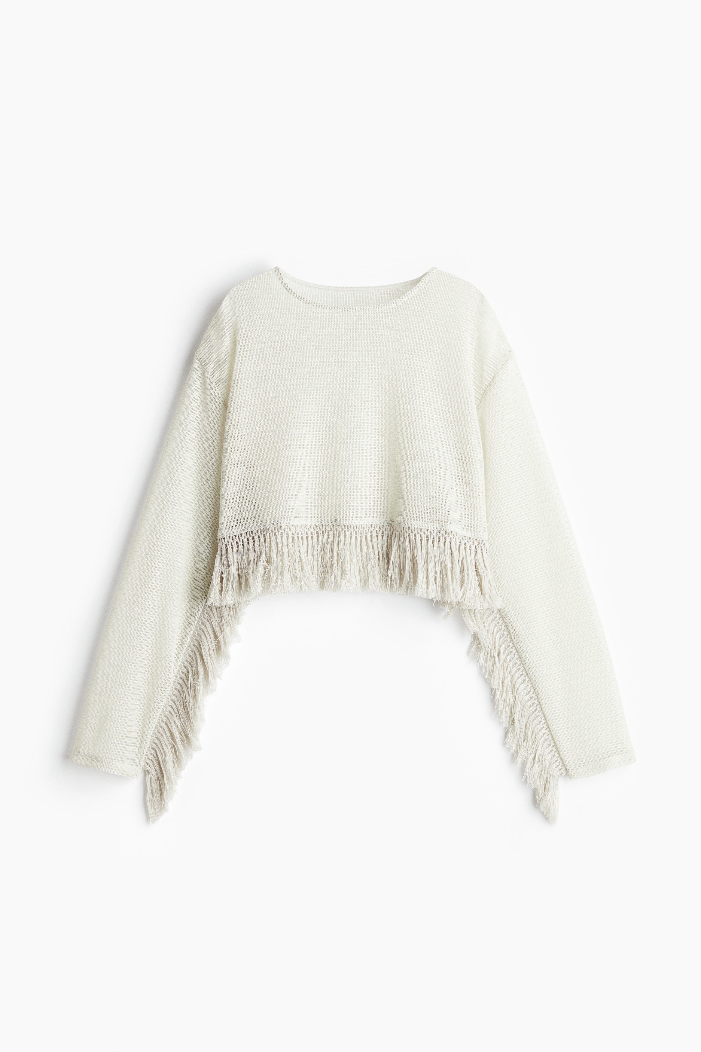 Fringe-trimmed top - 라이트 그레이지