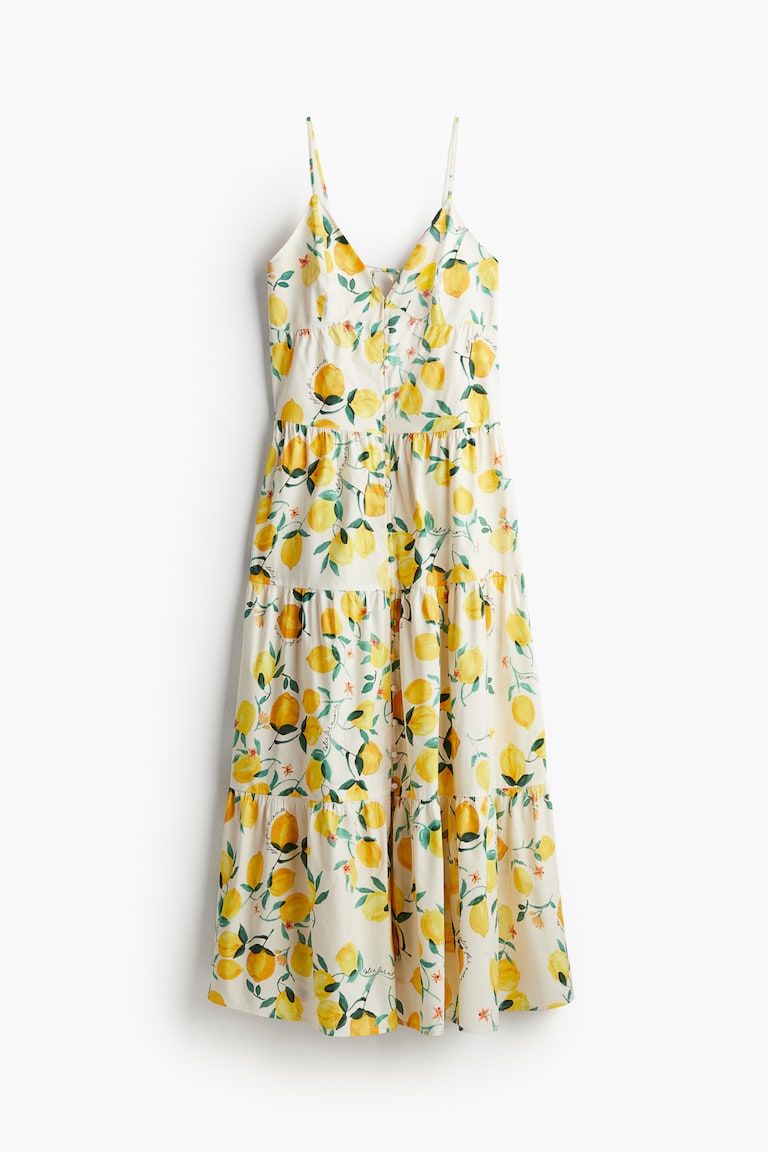 Tiered strappy dress Cream/Lemons Ladies H&M IN