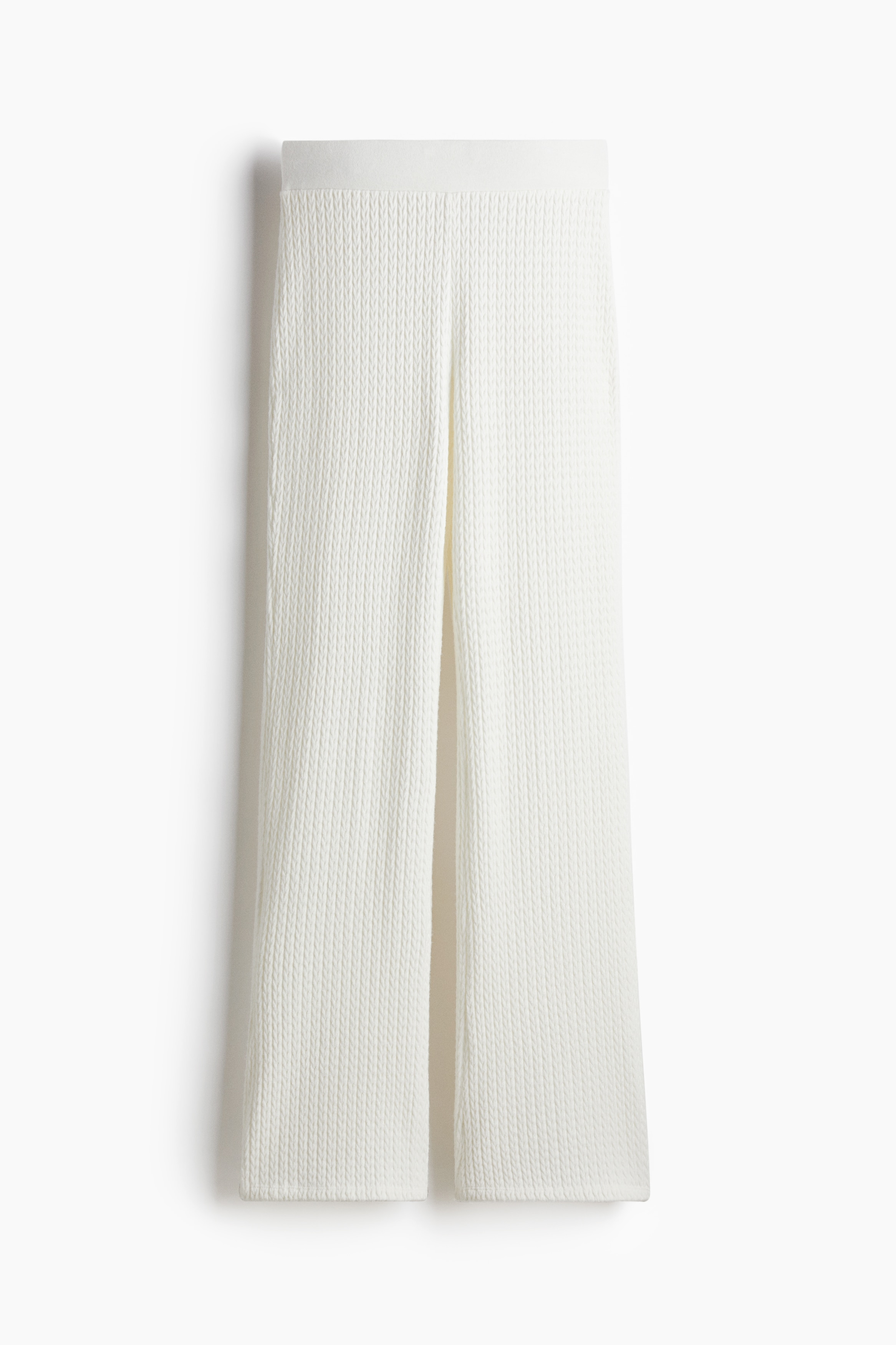 Zvonaste pantalone sa dezenom boda pletenice - Krem/Tamnosmeđa
