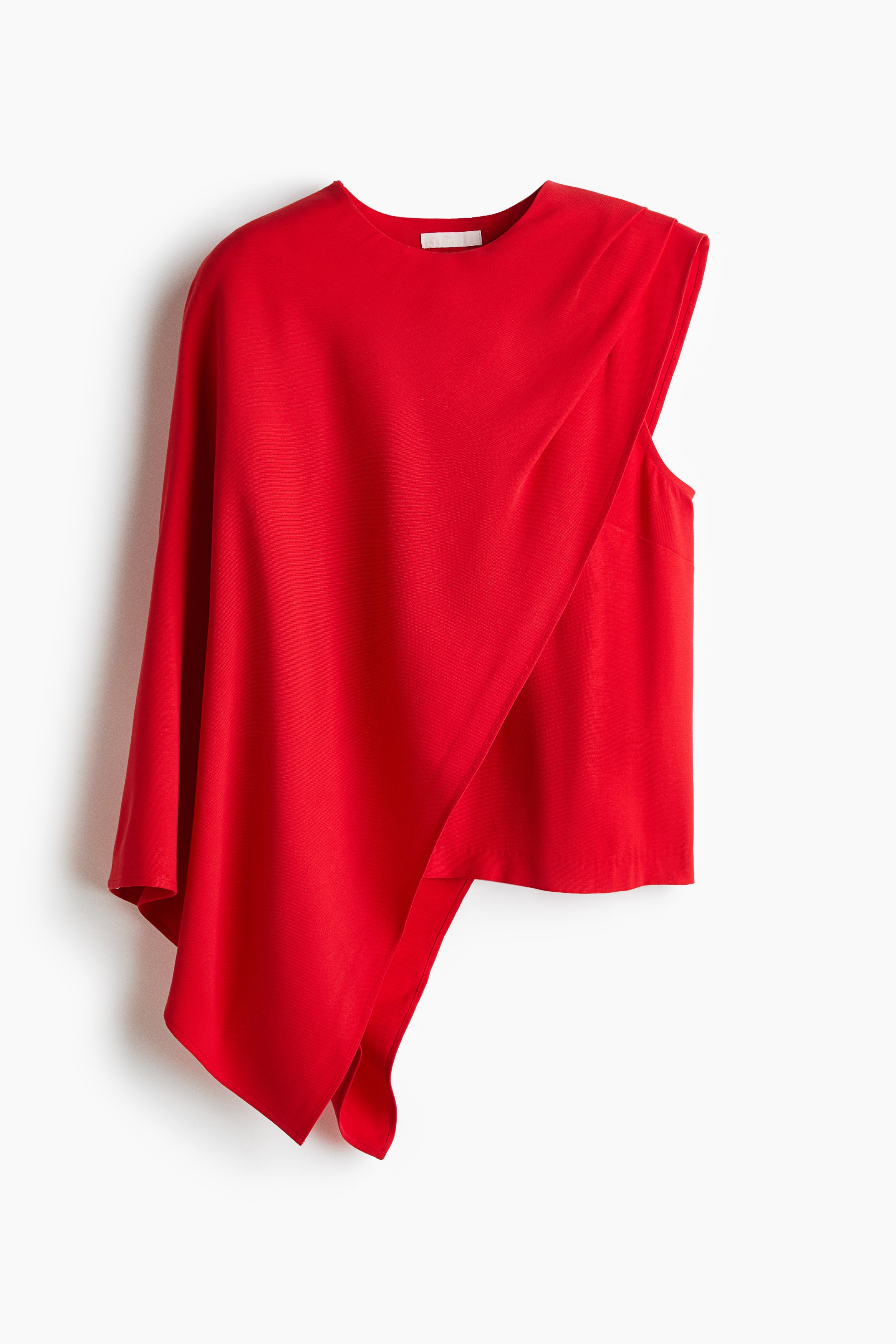Blouse asymétrique avec détail de cape - Rouge vif