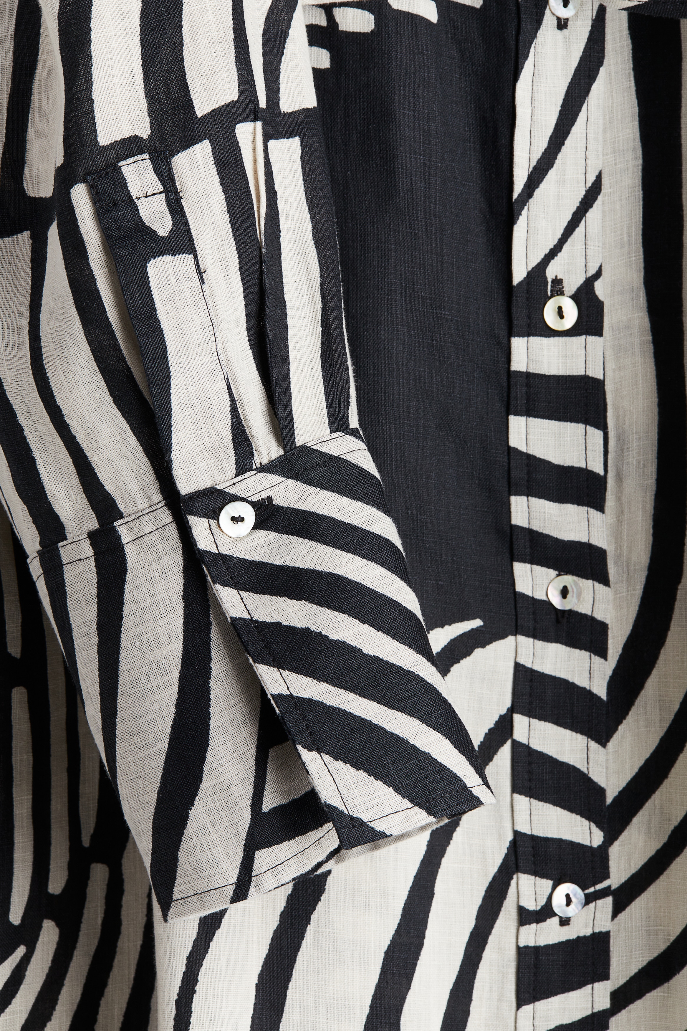 h&m black and white linen dress Women's Black/Patterned Linen shirt dress