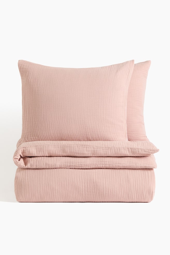 Dubbelt påslakanset i muslin - Dimrosa/Ljus mullvad/Vit/Mörkbrun/Mullvad/Ljus gråbeige/Ljus dimblå/Ljusrosa/Grön/Dimblå/Antracitgrå/Ljusbeige - 1