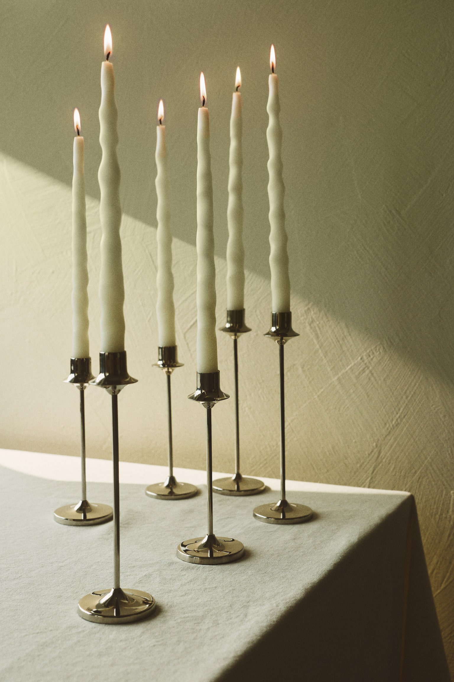 6-pack moulded tapered candles - White/Dark brown/Beige - 2