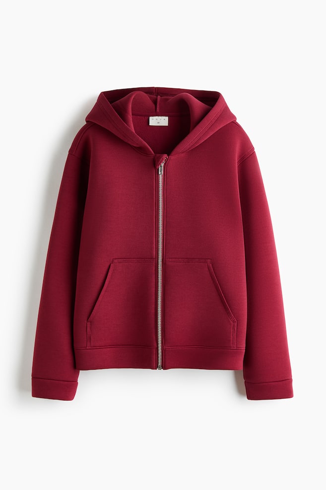 Warming scuba sports zip-through hoodie - Dark red/Black - 1