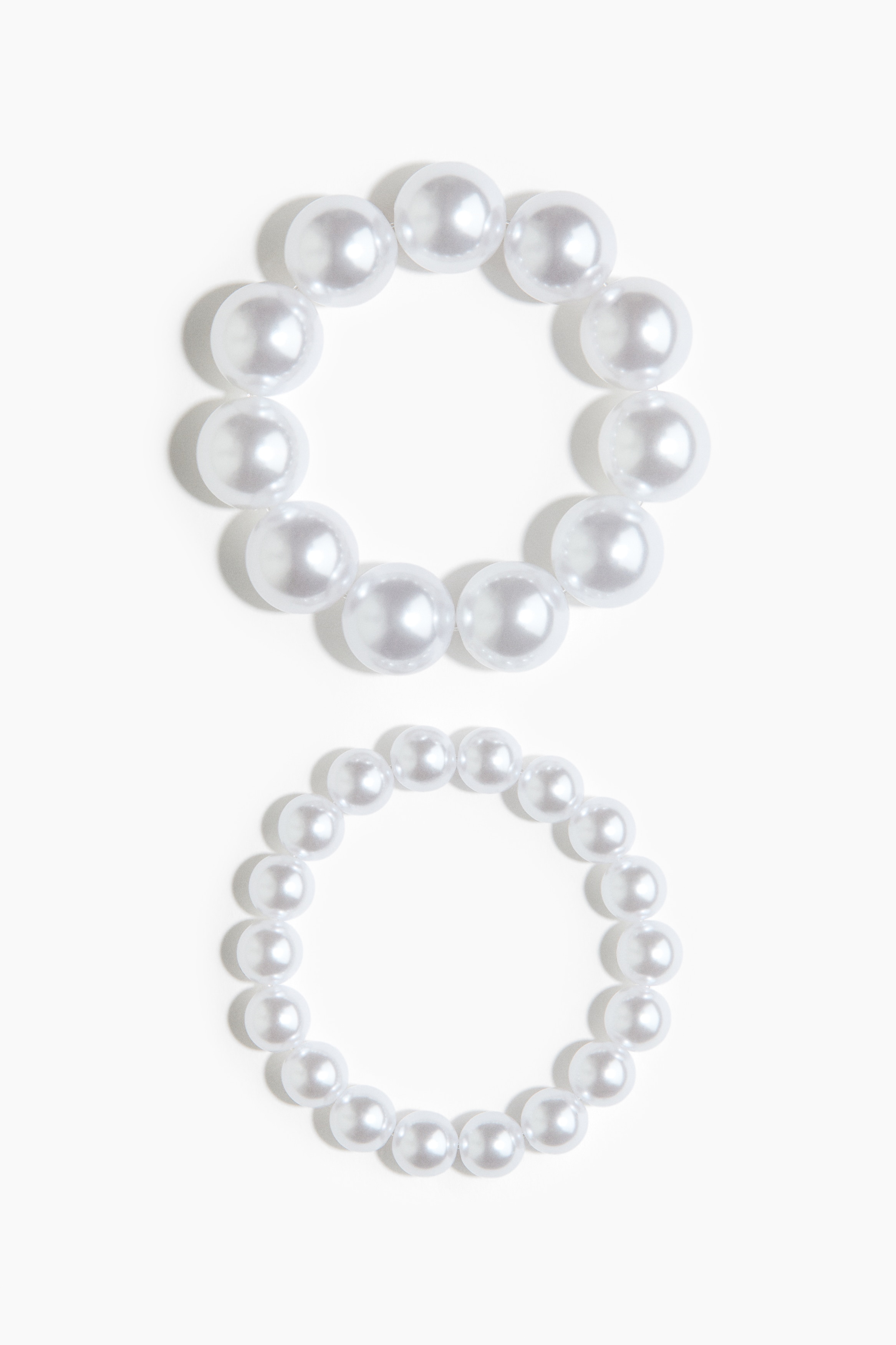 ビーズブレスレット 2本セット - ホワイト