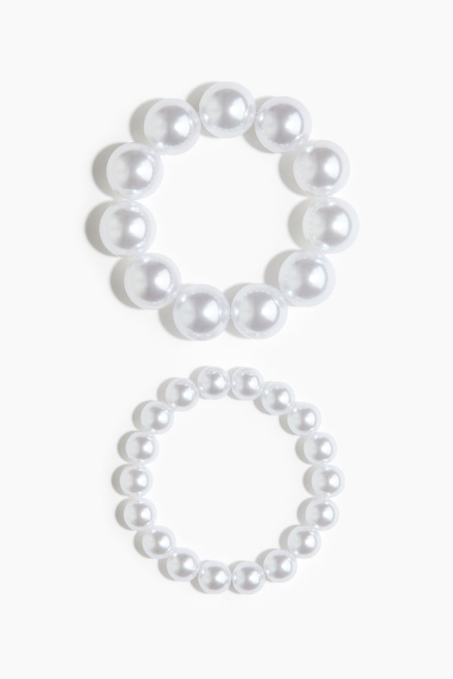 2-Pack Beaded Bracelets - White - 1