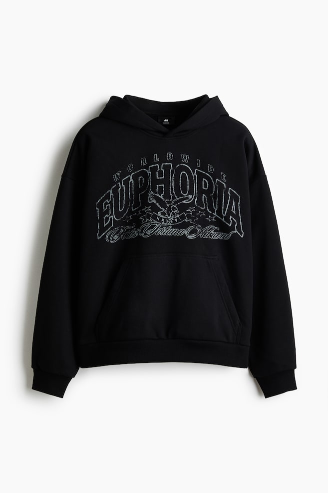 Felpa con cappuccio Loose Fit - Nero/Euphoria/Grigio mélange/Euphoria/Beige/Running Club - 1