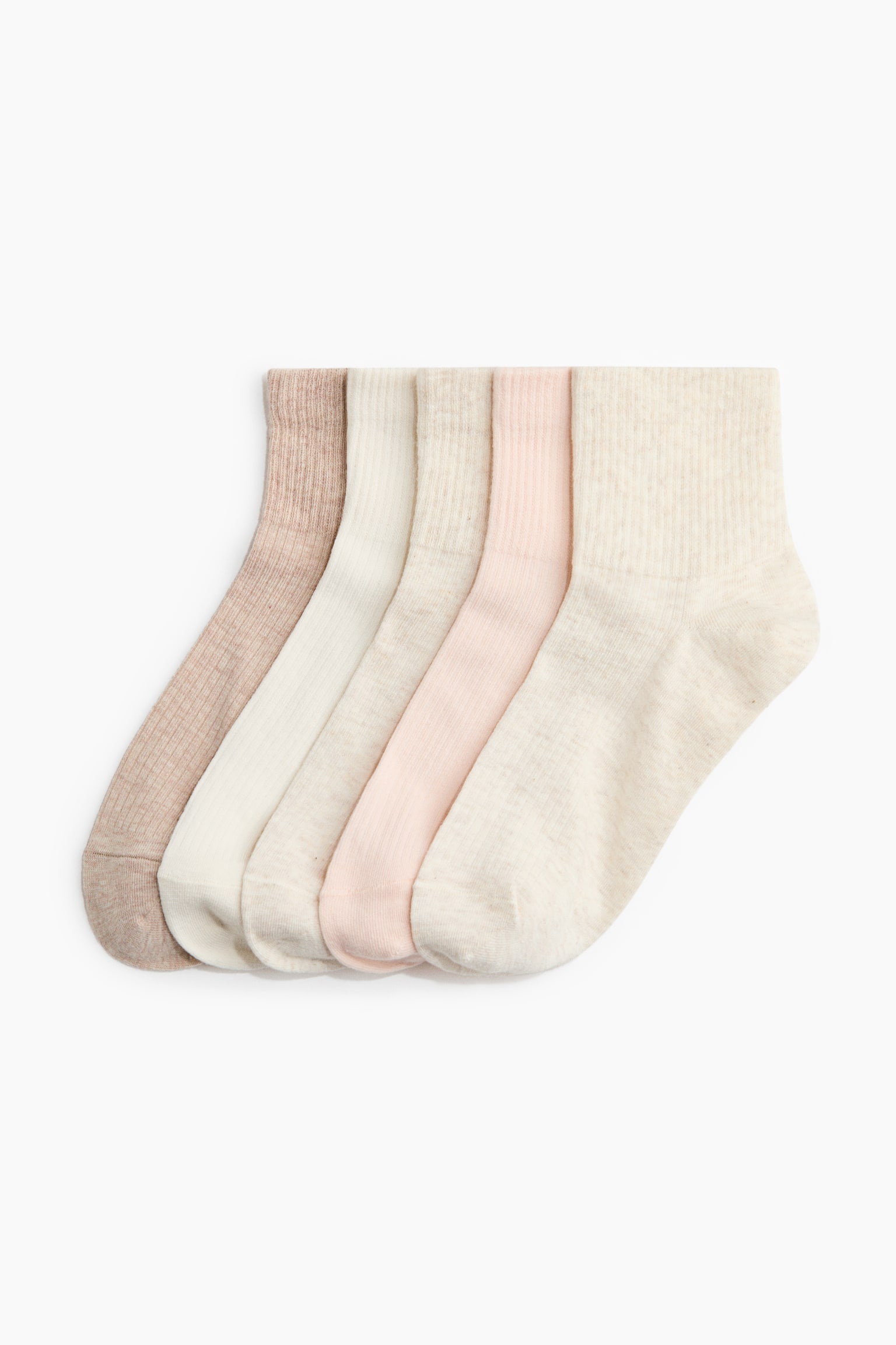 5-pack ankle socks - Cream/Light beige marl/White/Dark mole/Beige - 1