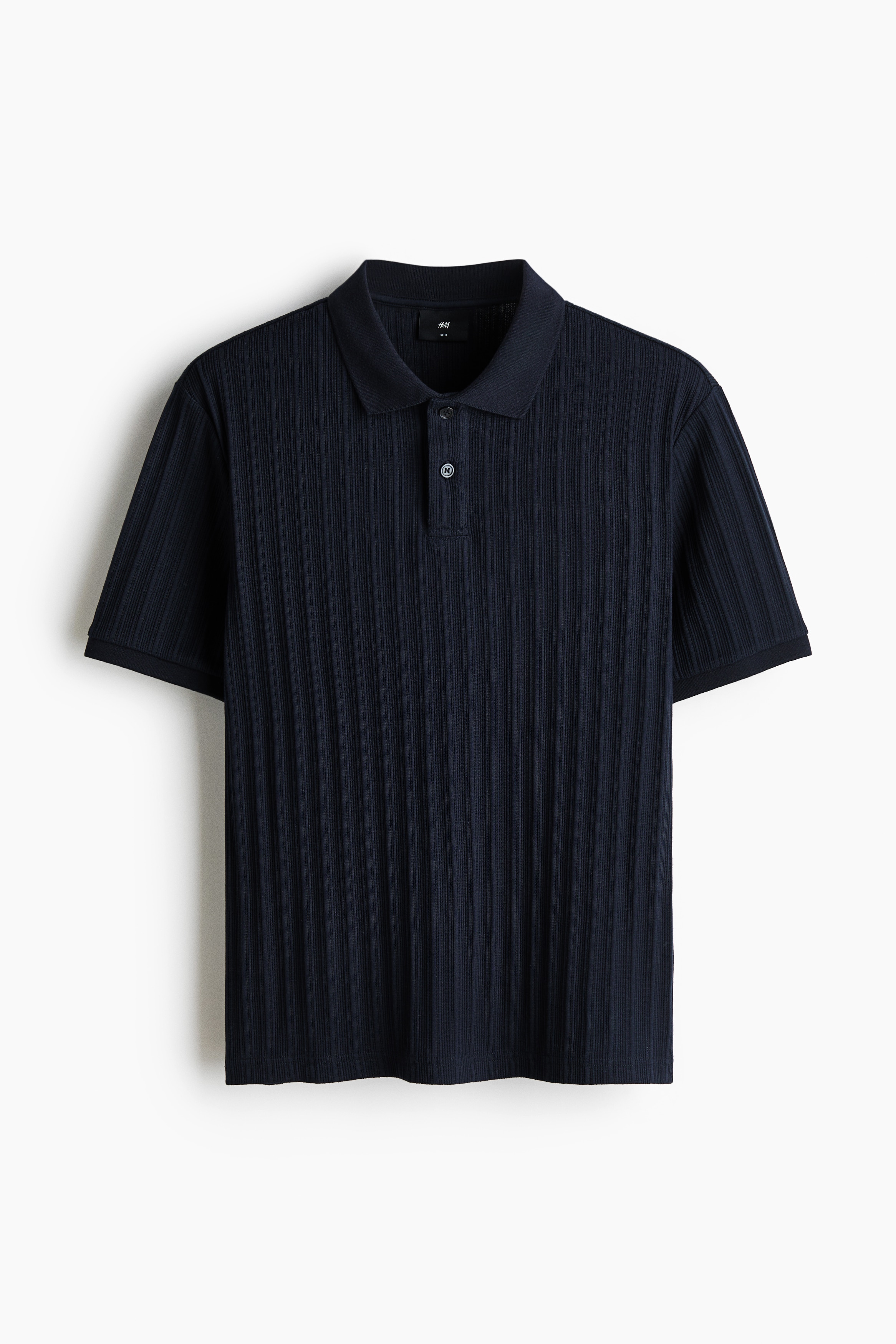 Slim Fit Textured jersey polo shirt - Navy blue/Burgundy/White/Light grey marl/Cream/Dark green/Cream