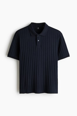 Strukturmönstrad pikétröja i trikå Slim Fit