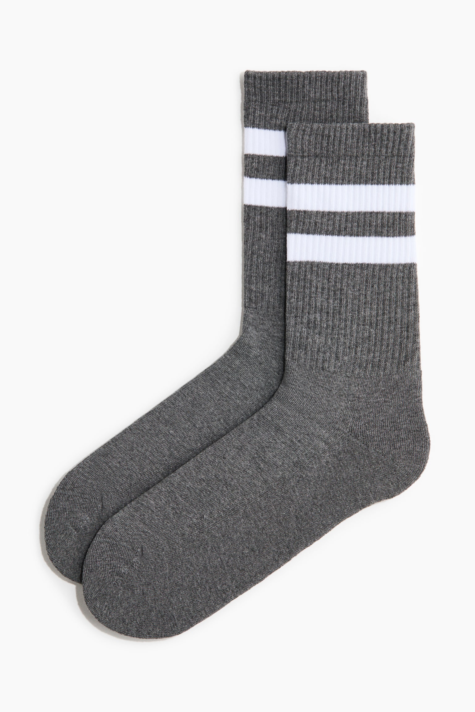 5-pack socks with Lycra® - Dark grey marl/White/White/Striped - 3