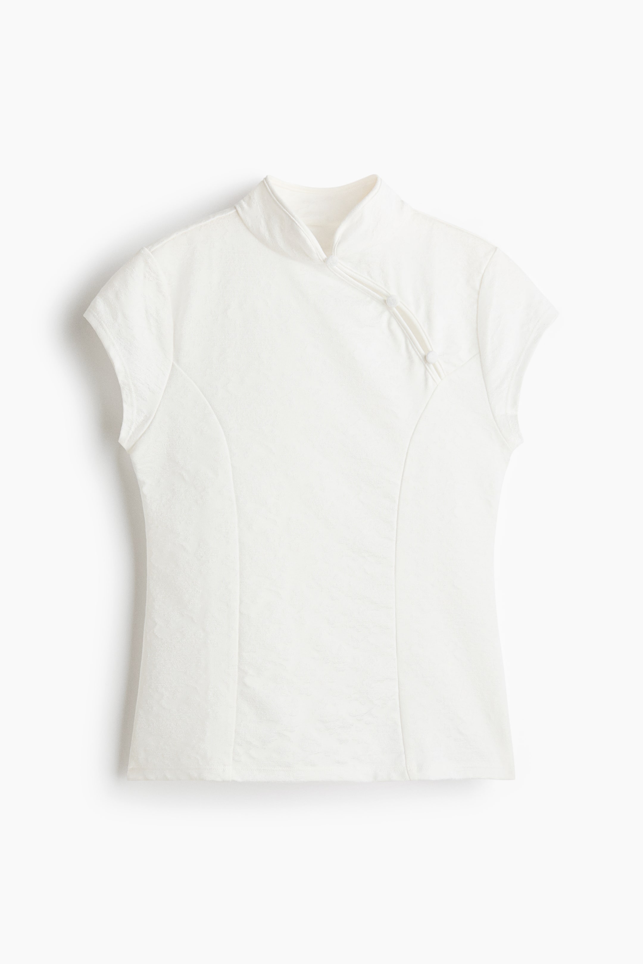 Button-Detail Jacquard Jersey Top
